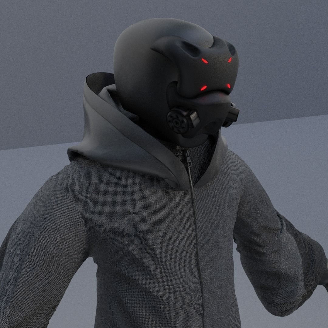 Cyberpunk Character - Scifi streetwear Low-poly 3D model_6