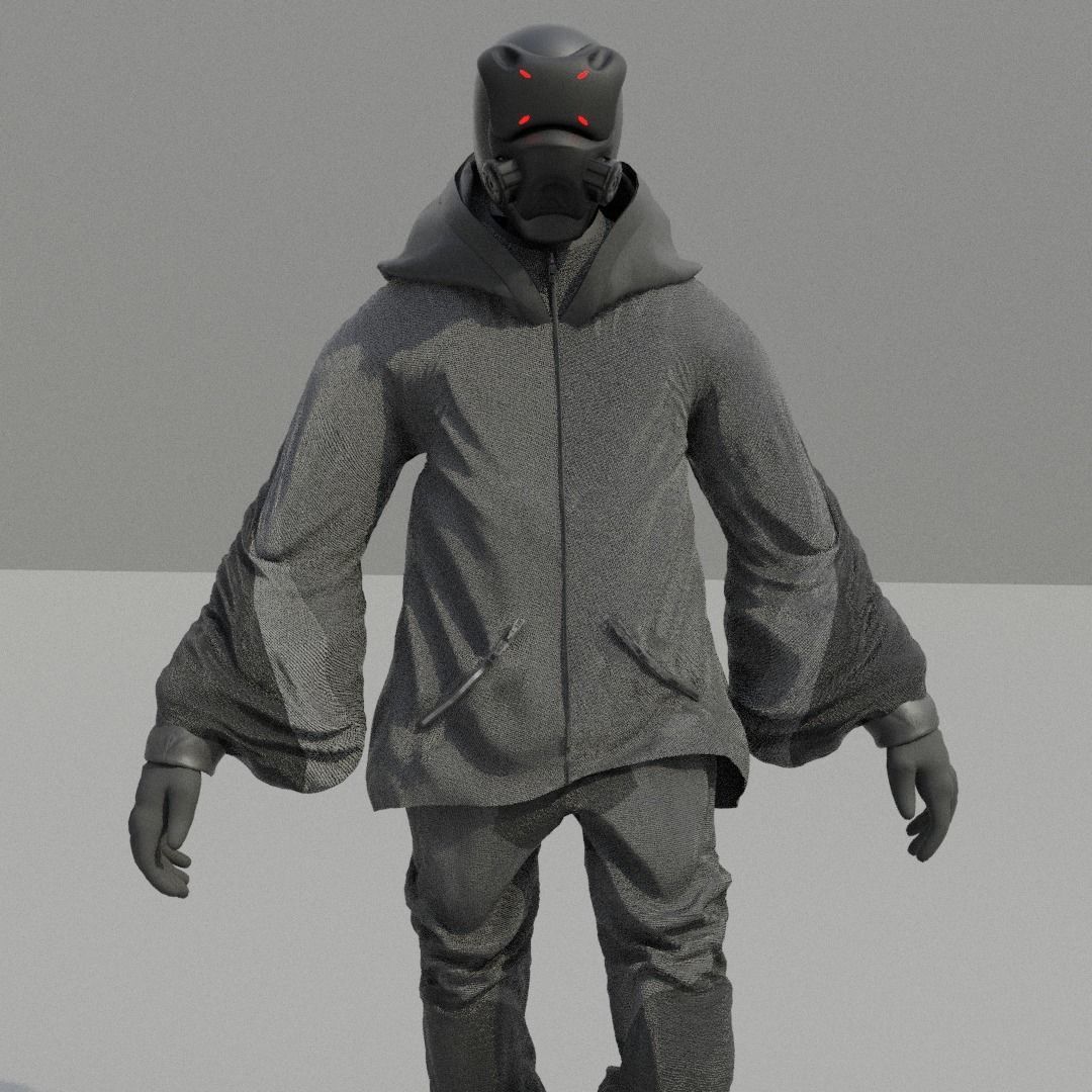 Cyberpunk Character - Scifi streetwear Low-poly 3D model_2