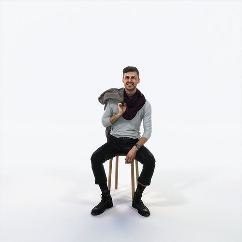 Posture 10D Listening Sitting Casual Man Low-poly 3D model