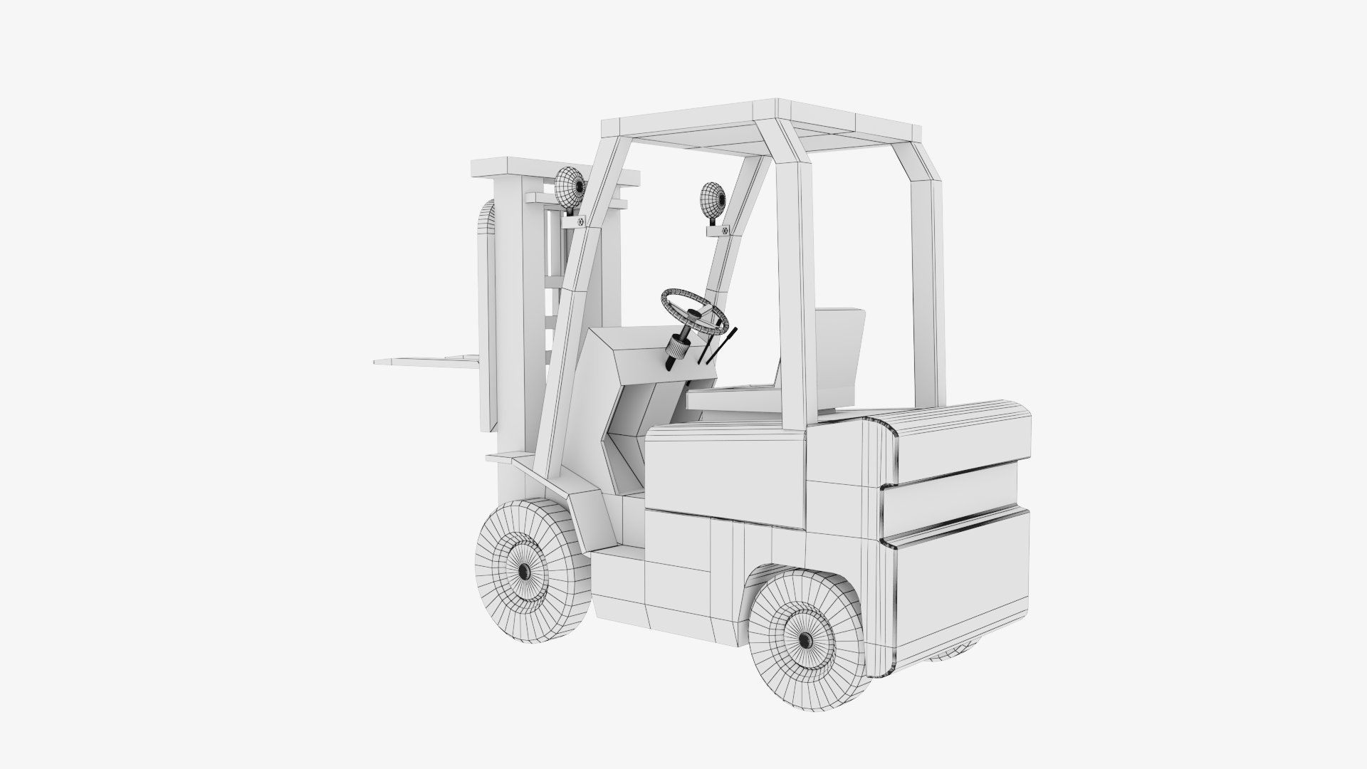 Industrial Counterbalance Forklift Low-poly 3D model_35