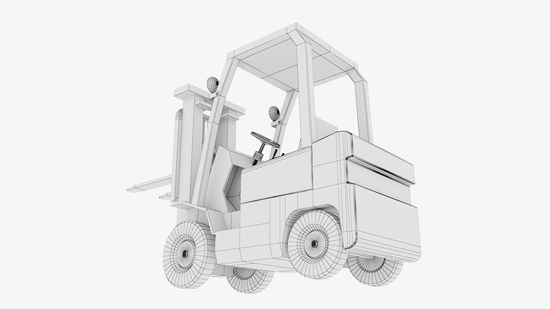 Industrial Counterbalance Forklift Low-poly 3D model_31