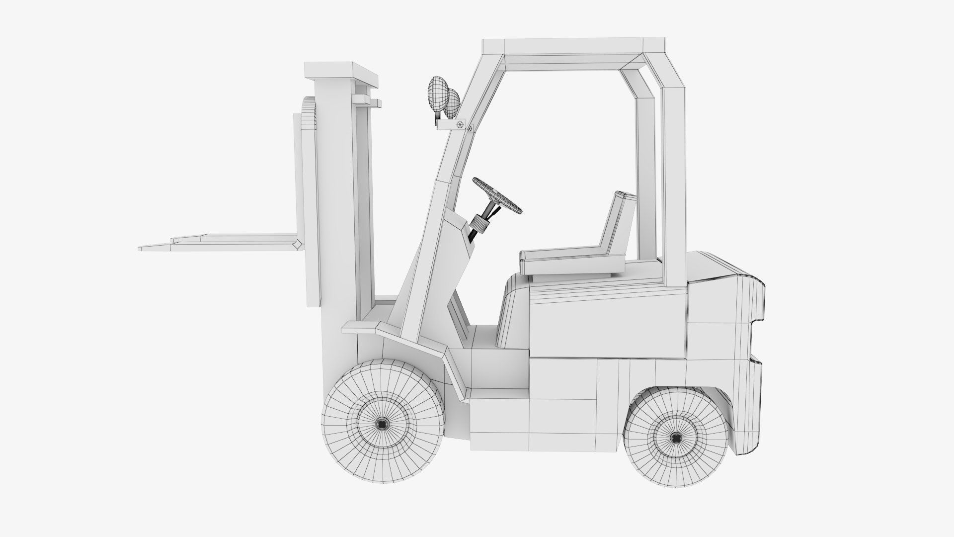 Industrial Counterbalance Forklift Low-poly 3D model_5