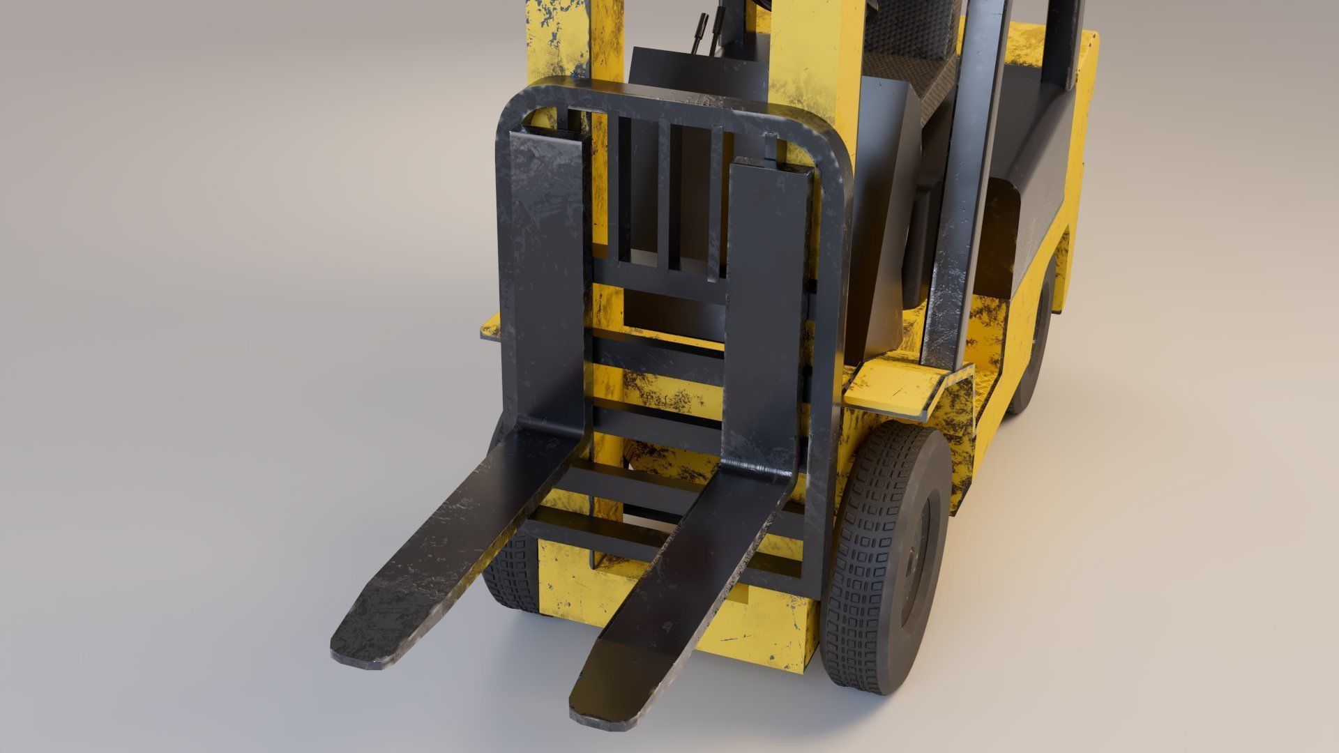 Industrial Counterbalance Forklift Low-poly 3D model_16