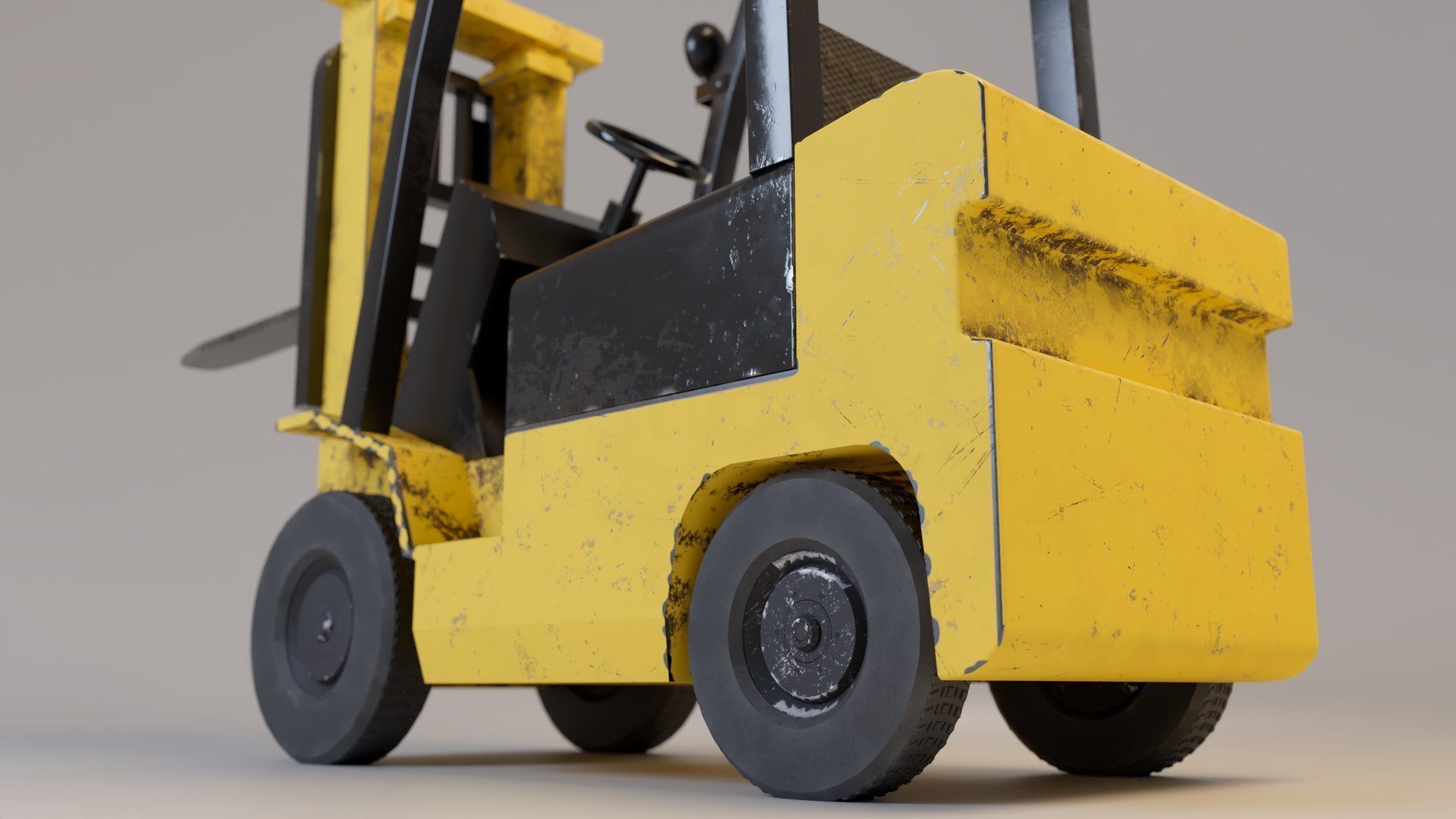 Industrial Counterbalance Forklift Low-poly 3D model_19