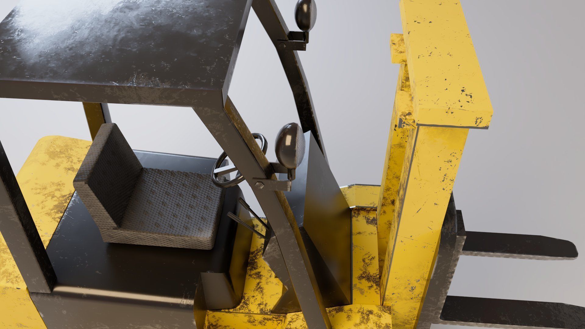 Industrial Counterbalance Forklift Low-poly 3D model_7