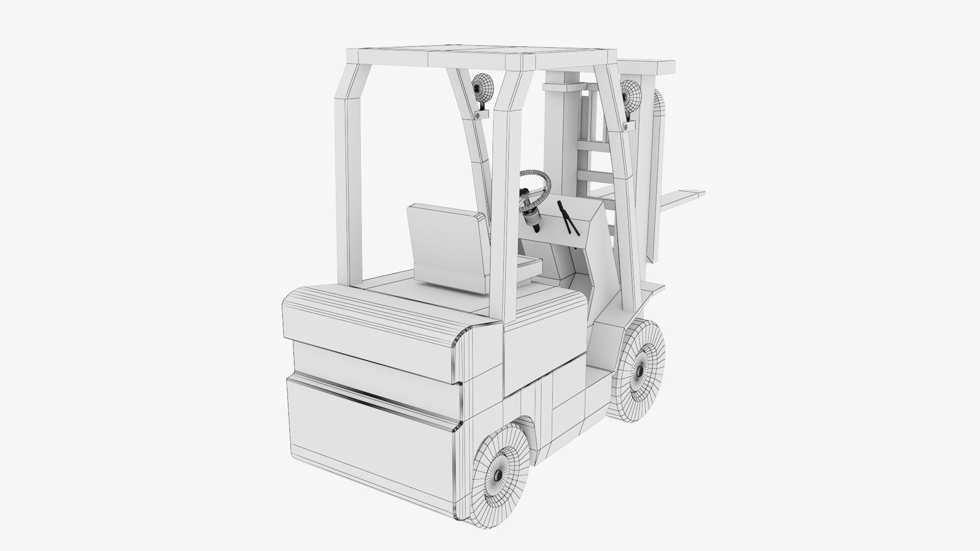 Industrial Counterbalance Forklift Low-poly 3D model_25
