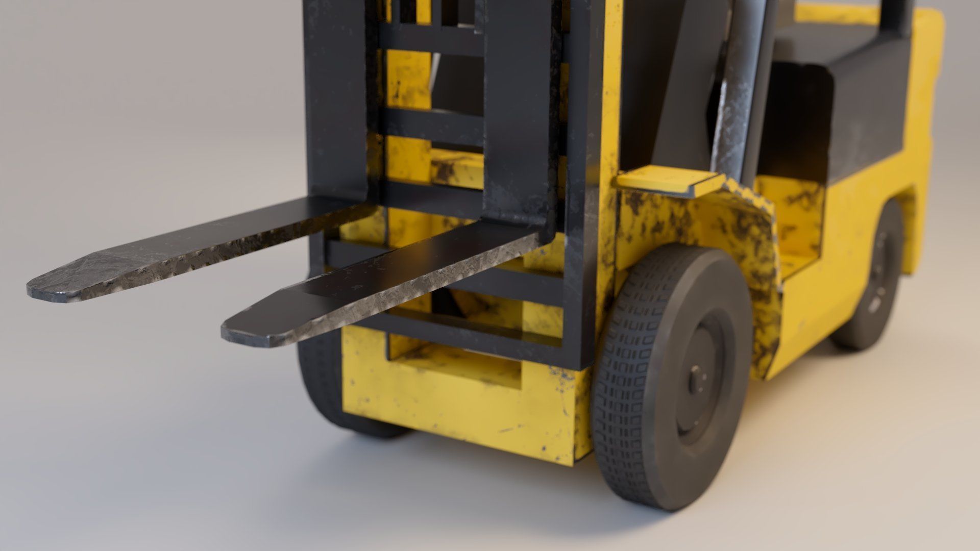 Industrial Counterbalance Forklift Low-poly 3D model_9