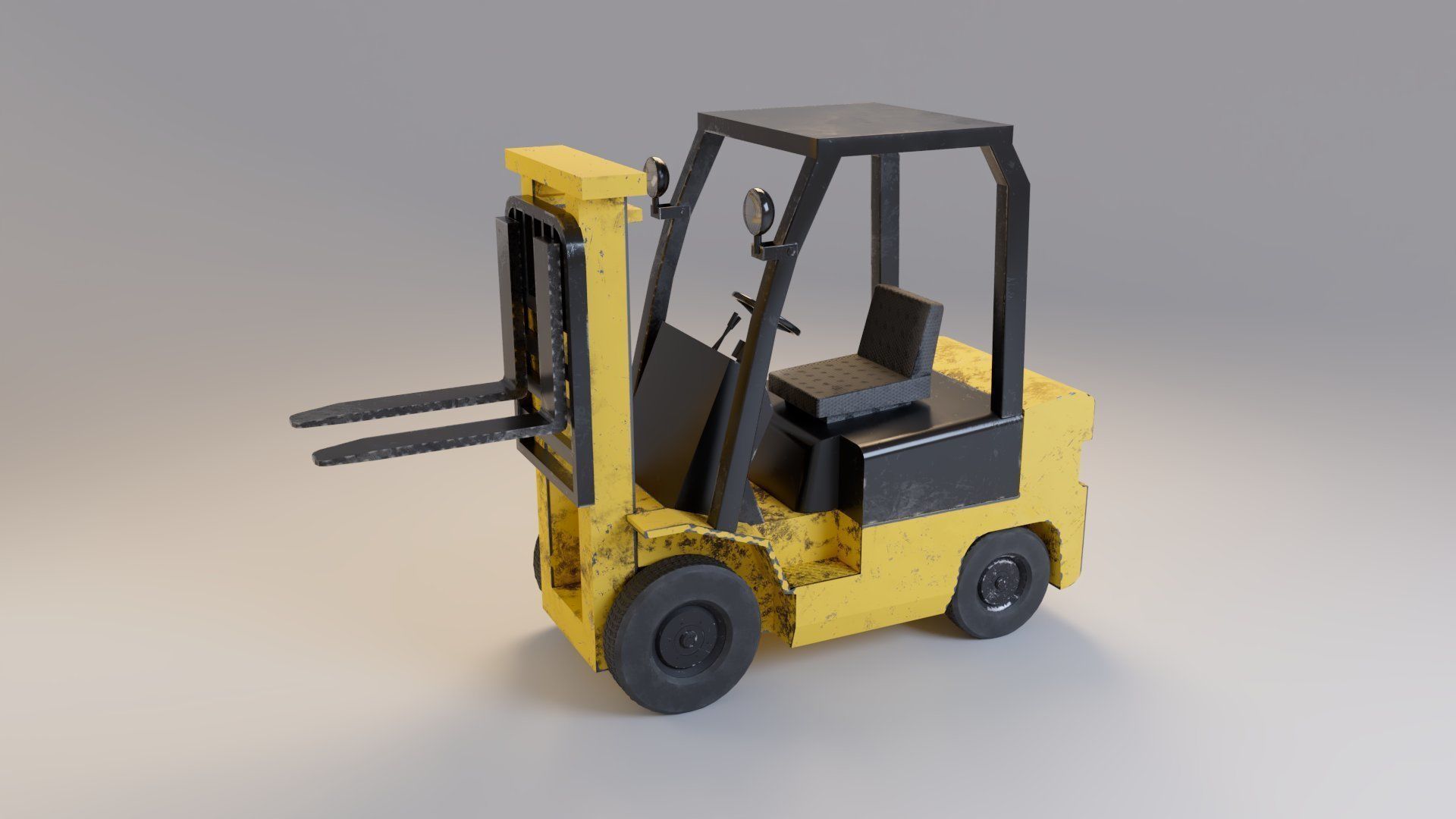 Industrial Counterbalance Forklift Low-poly 3D model_15