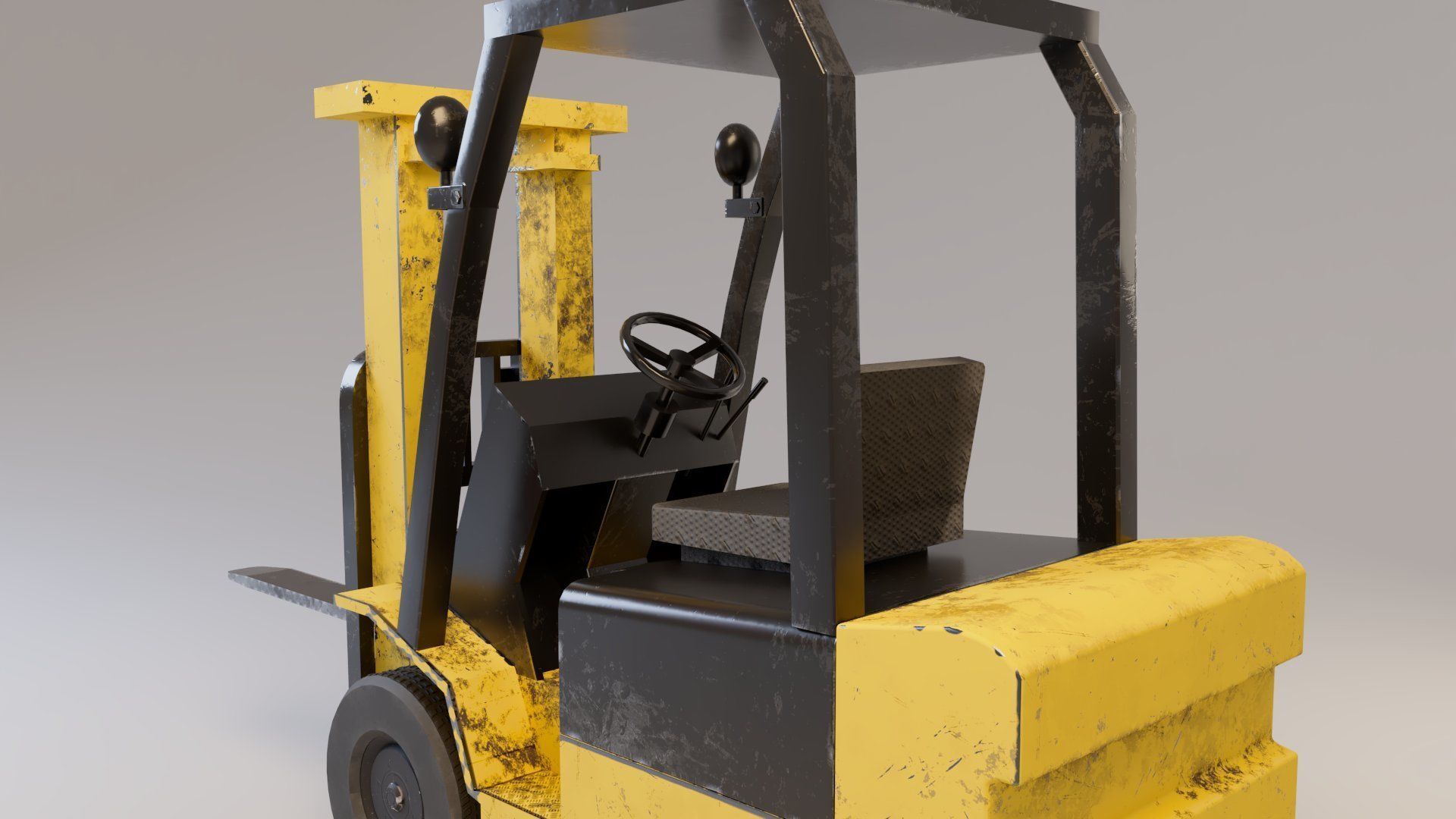 Industrial Counterbalance Forklift Low-poly 3D model_13