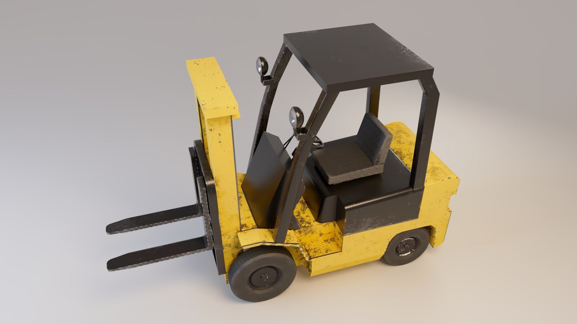 Industrial Counterbalance Forklift Low-poly 3D model_10