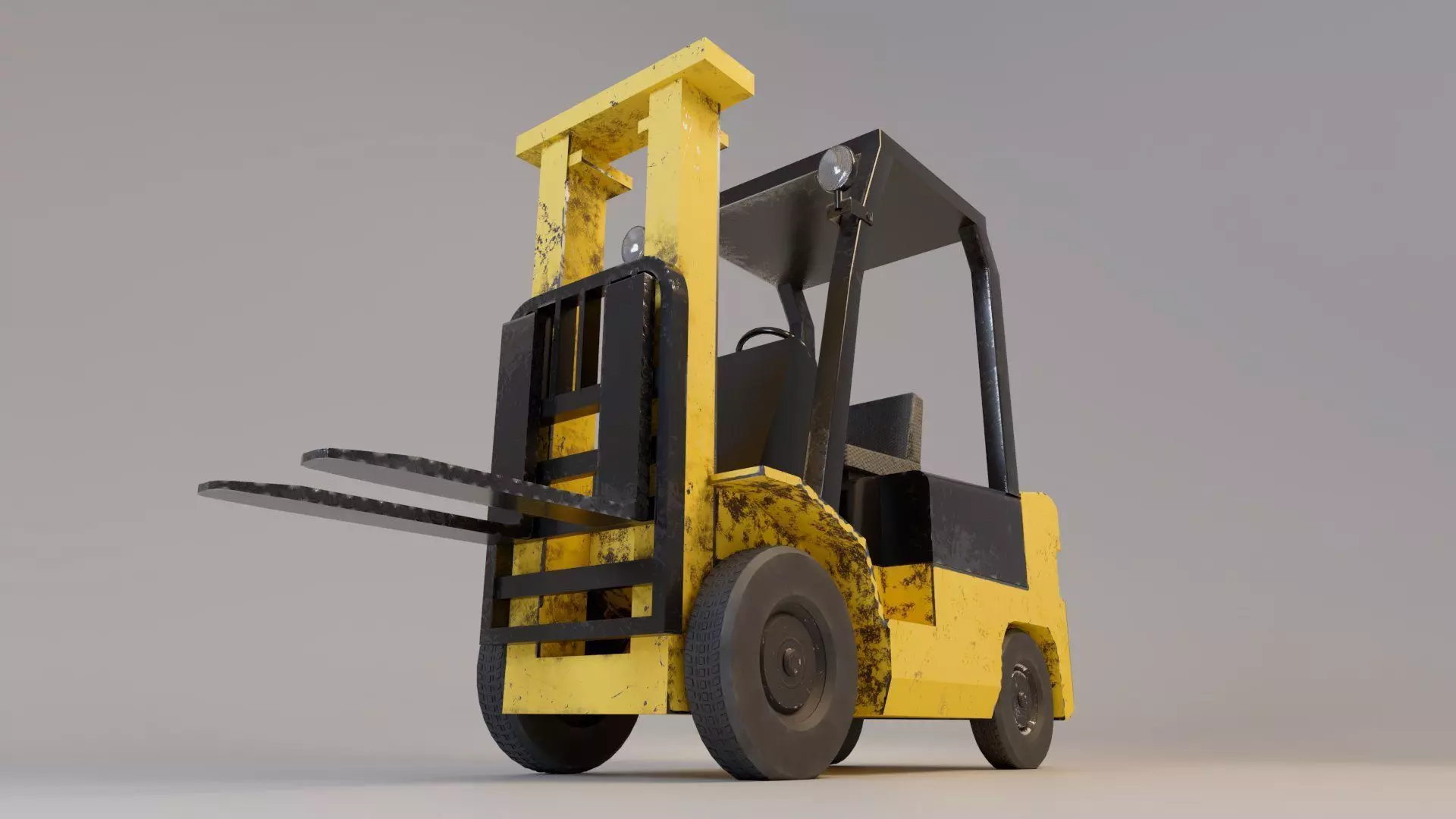 Industrial Counterbalance Forklift Low-poly 3D model_0