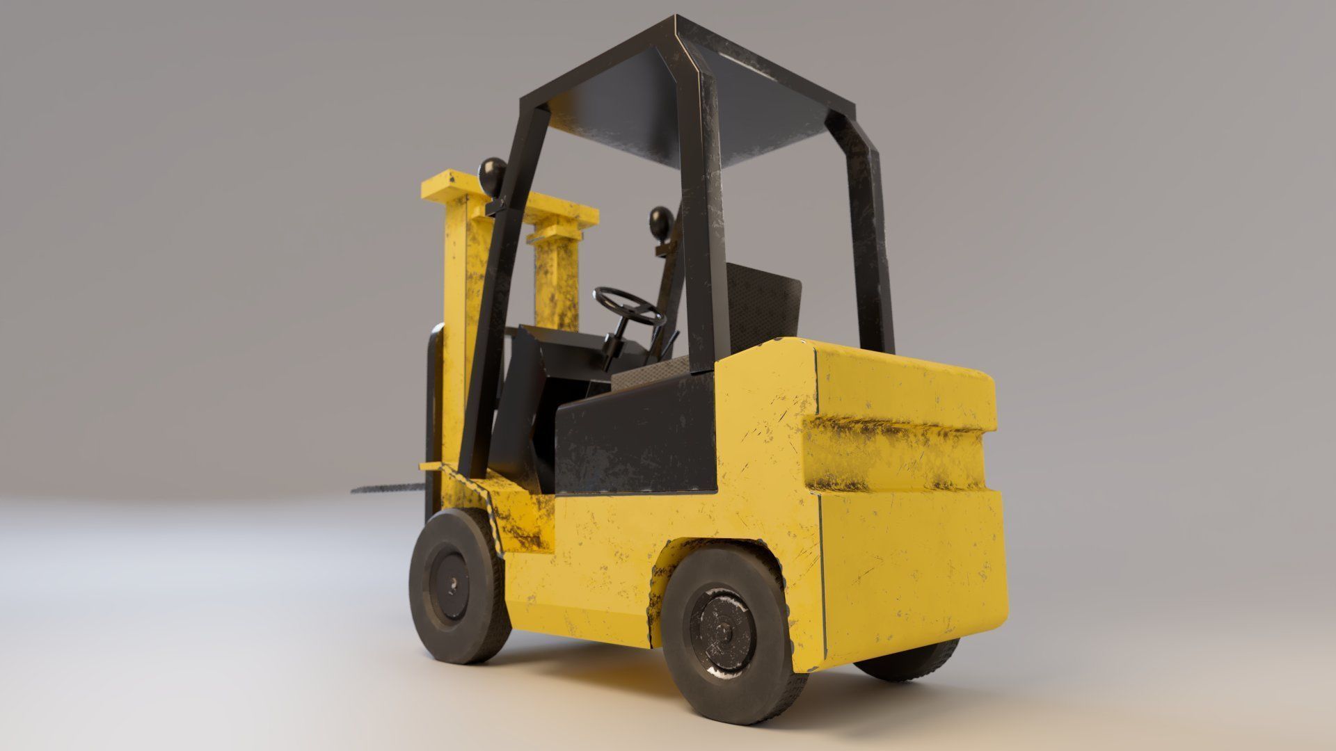 Industrial Counterbalance Forklift Low-poly 3D model_1
