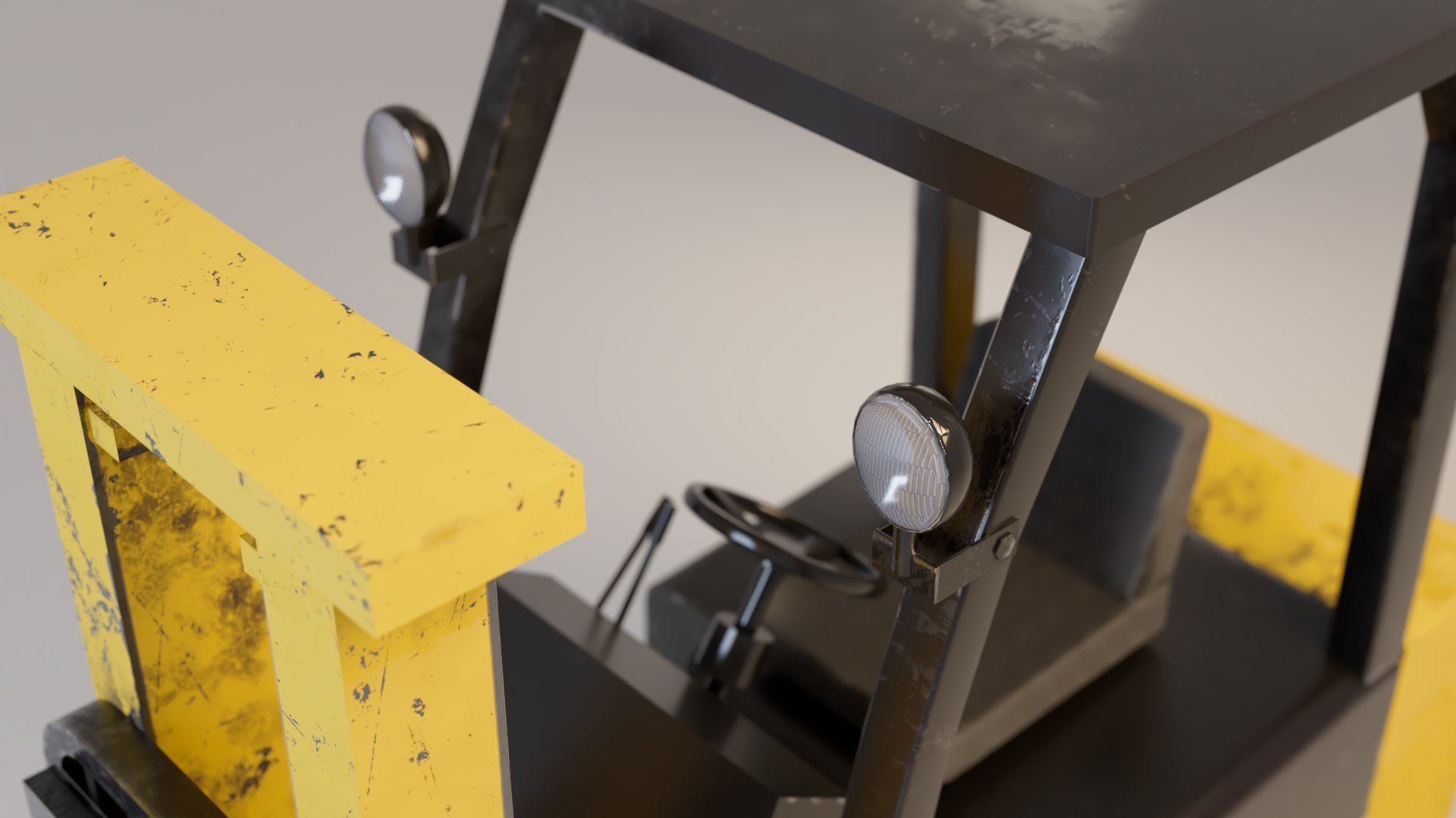 Industrial Counterbalance Forklift Low-poly 3D model_2
