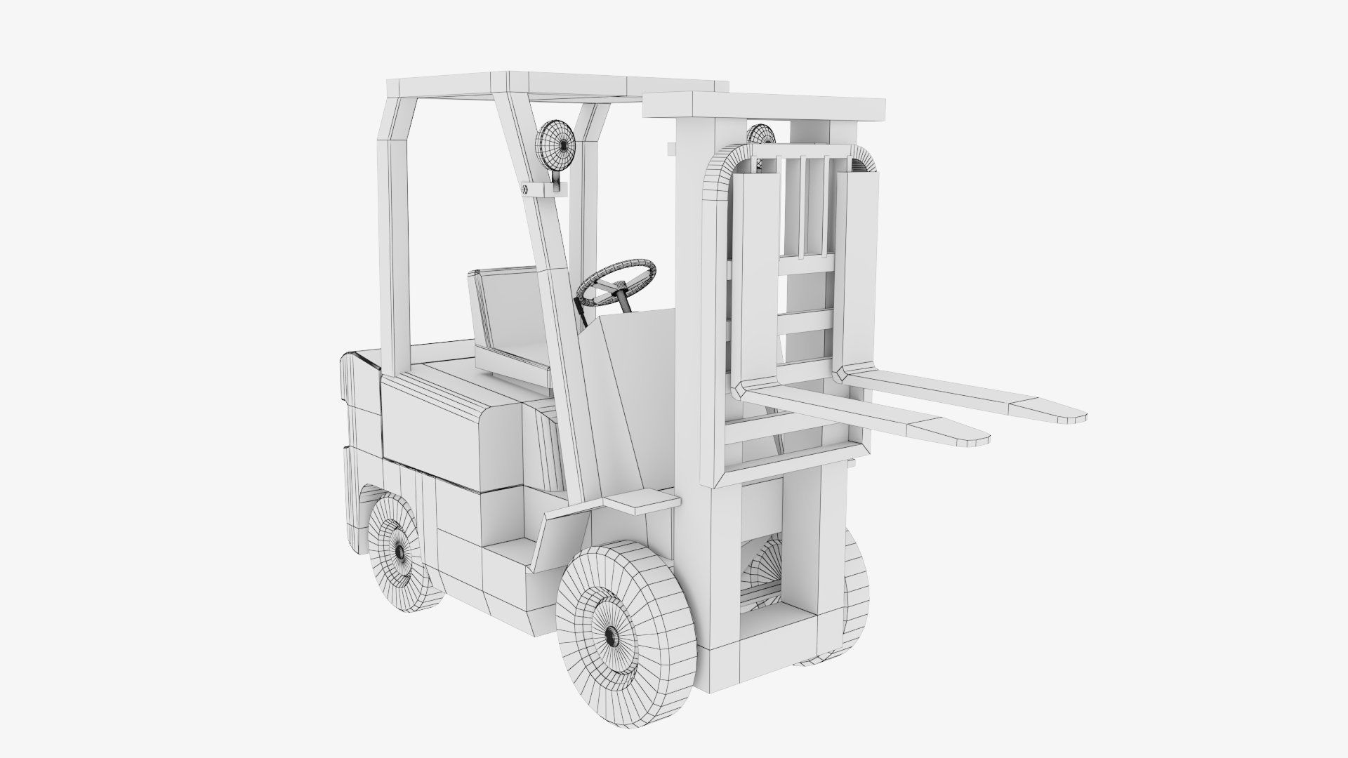 Industrial Counterbalance Forklift Low-poly 3D model_26