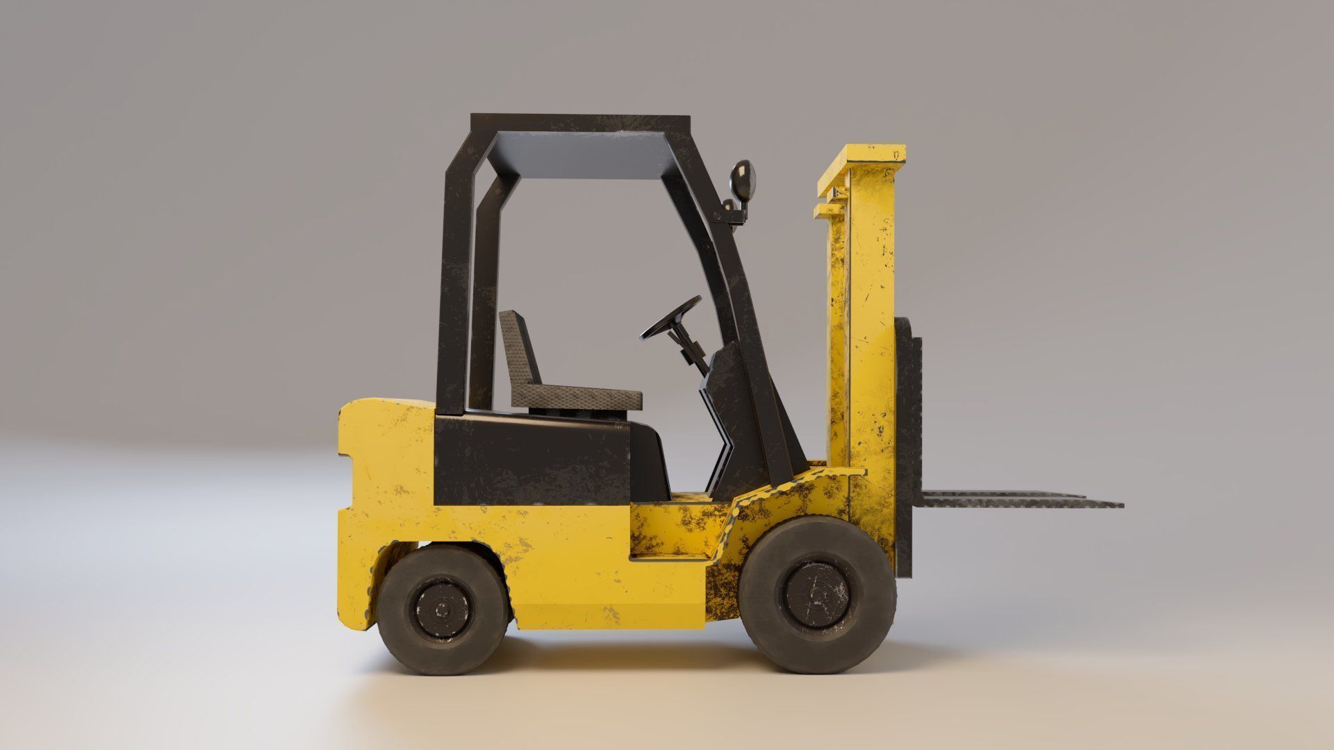 Industrial Counterbalance Forklift Low-poly 3D model_21