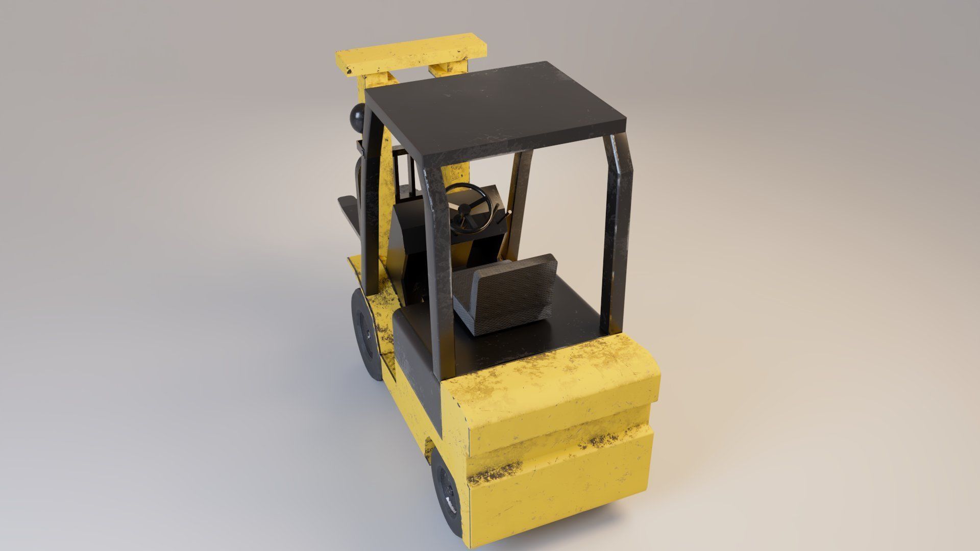 Industrial Counterbalance Forklift Low-poly 3D model_17