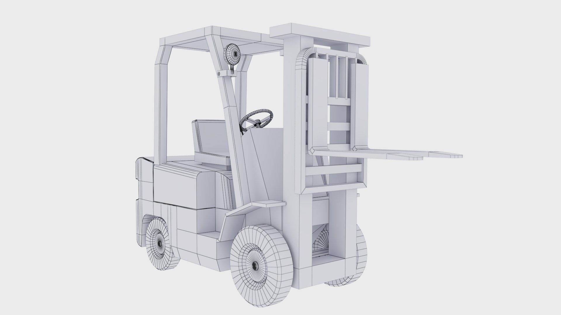 Industrial Counterbalance Forklift Low-poly 3D model_37