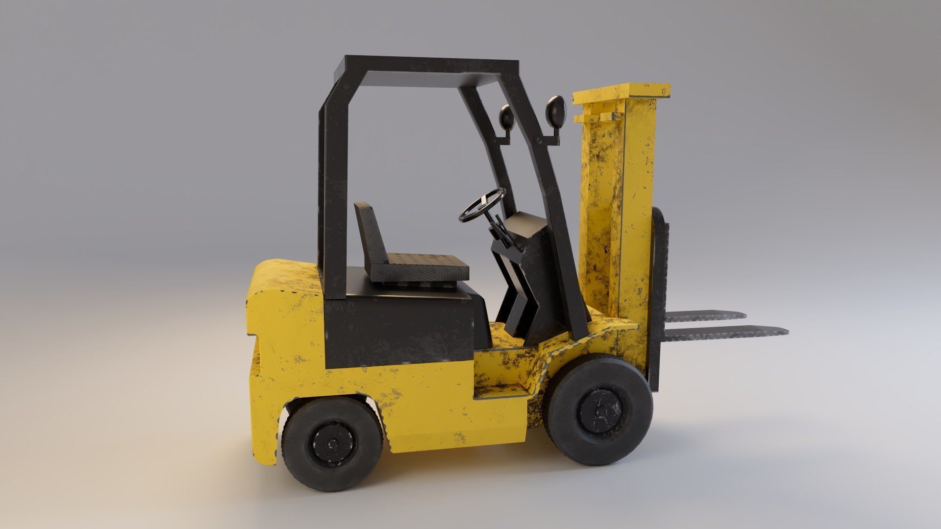 Industrial Counterbalance Forklift Low-poly 3D model_12