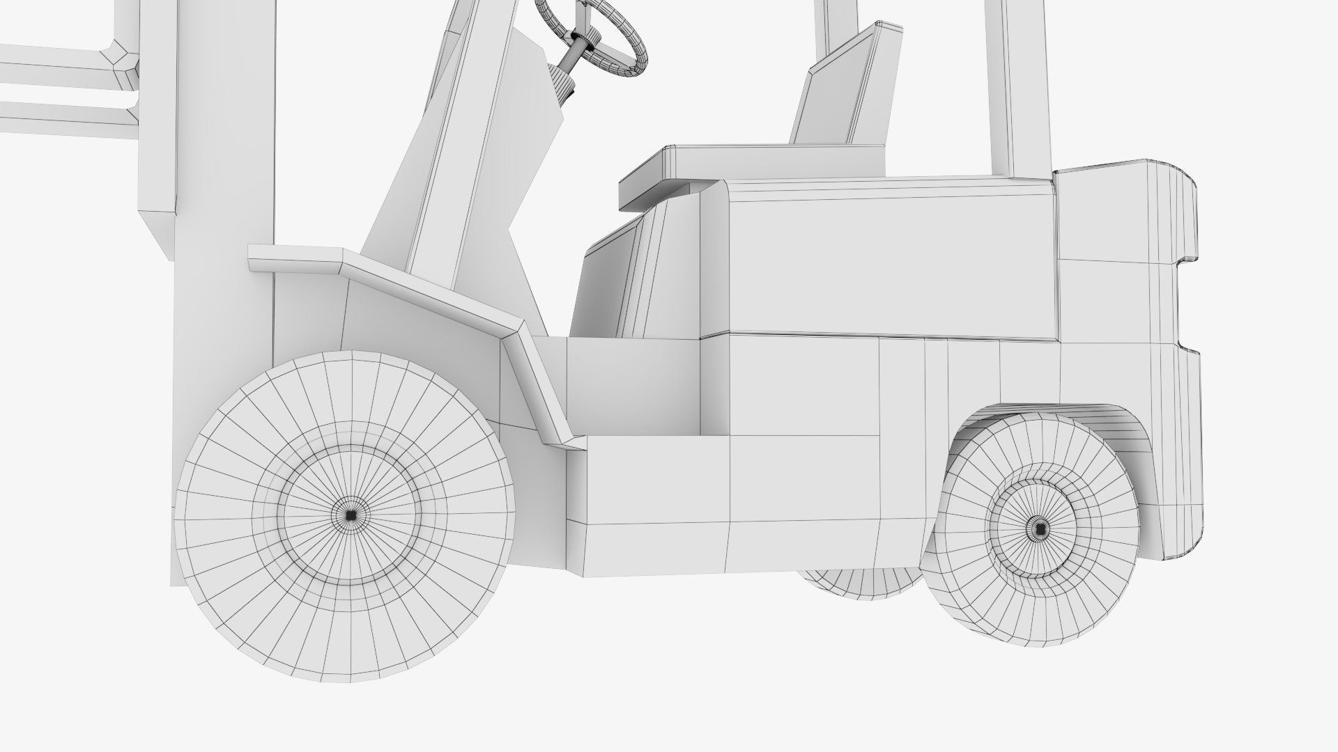 Industrial Counterbalance Forklift Low-poly 3D model_32