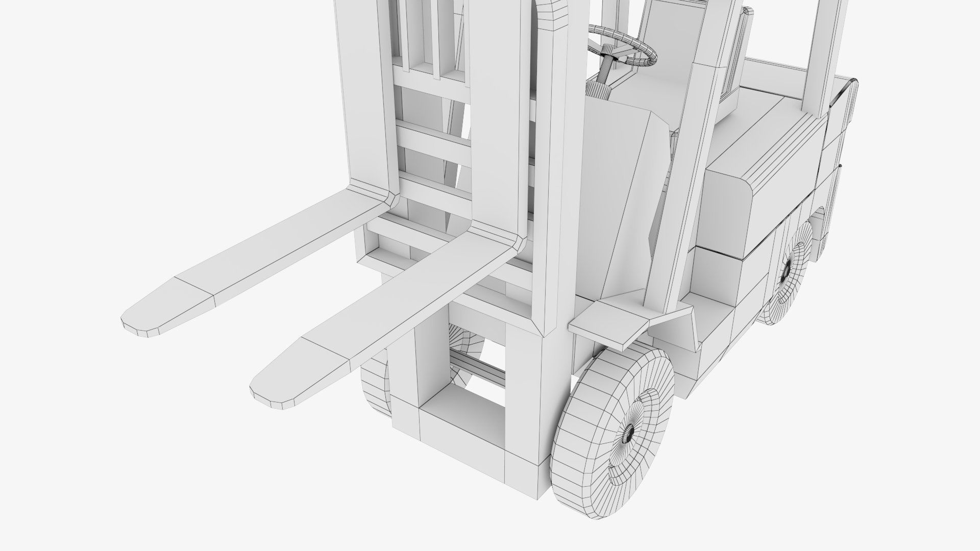 Industrial Counterbalance Forklift Low-poly 3D model_33