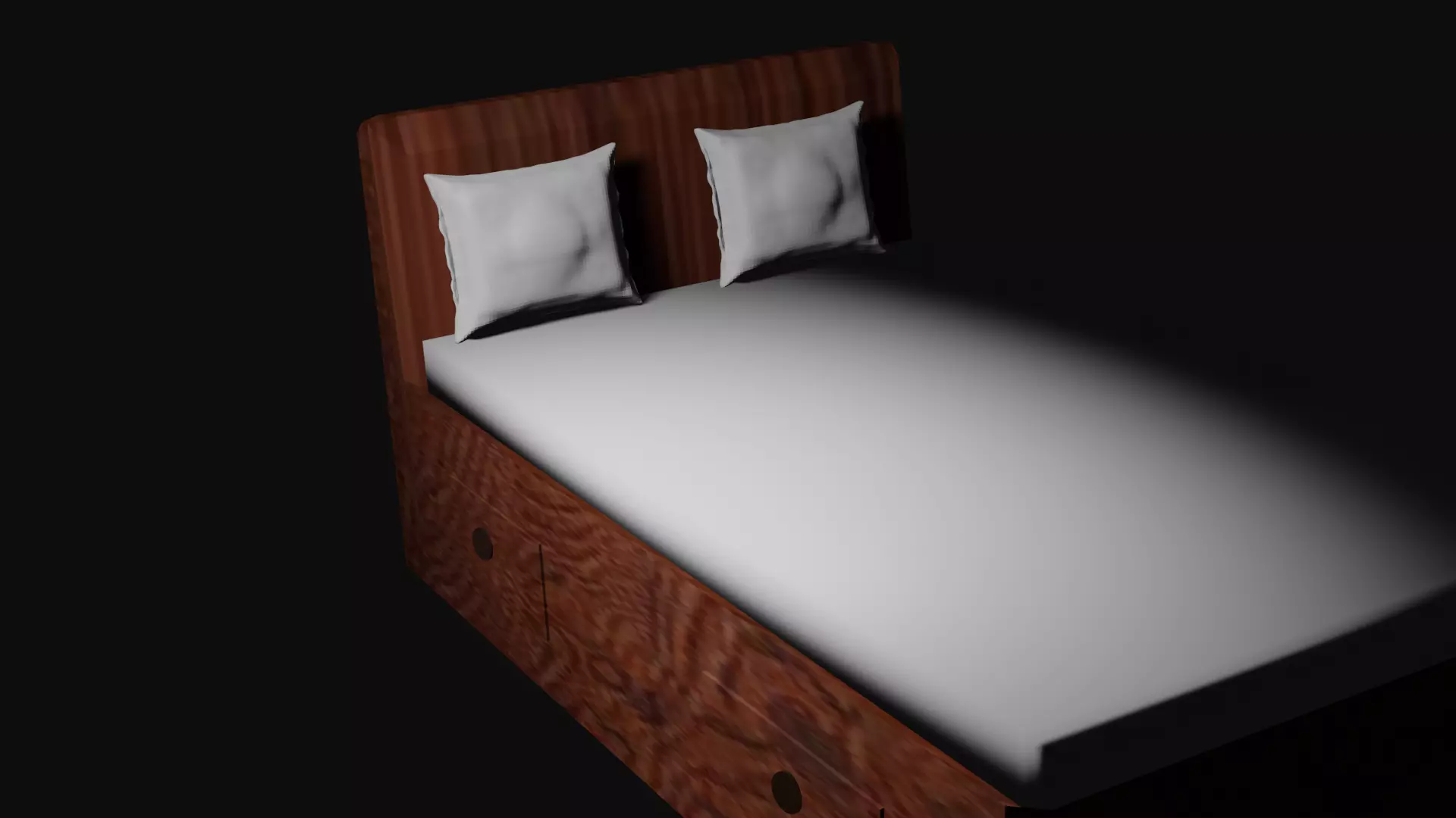 Bed and pillow 3D model_0