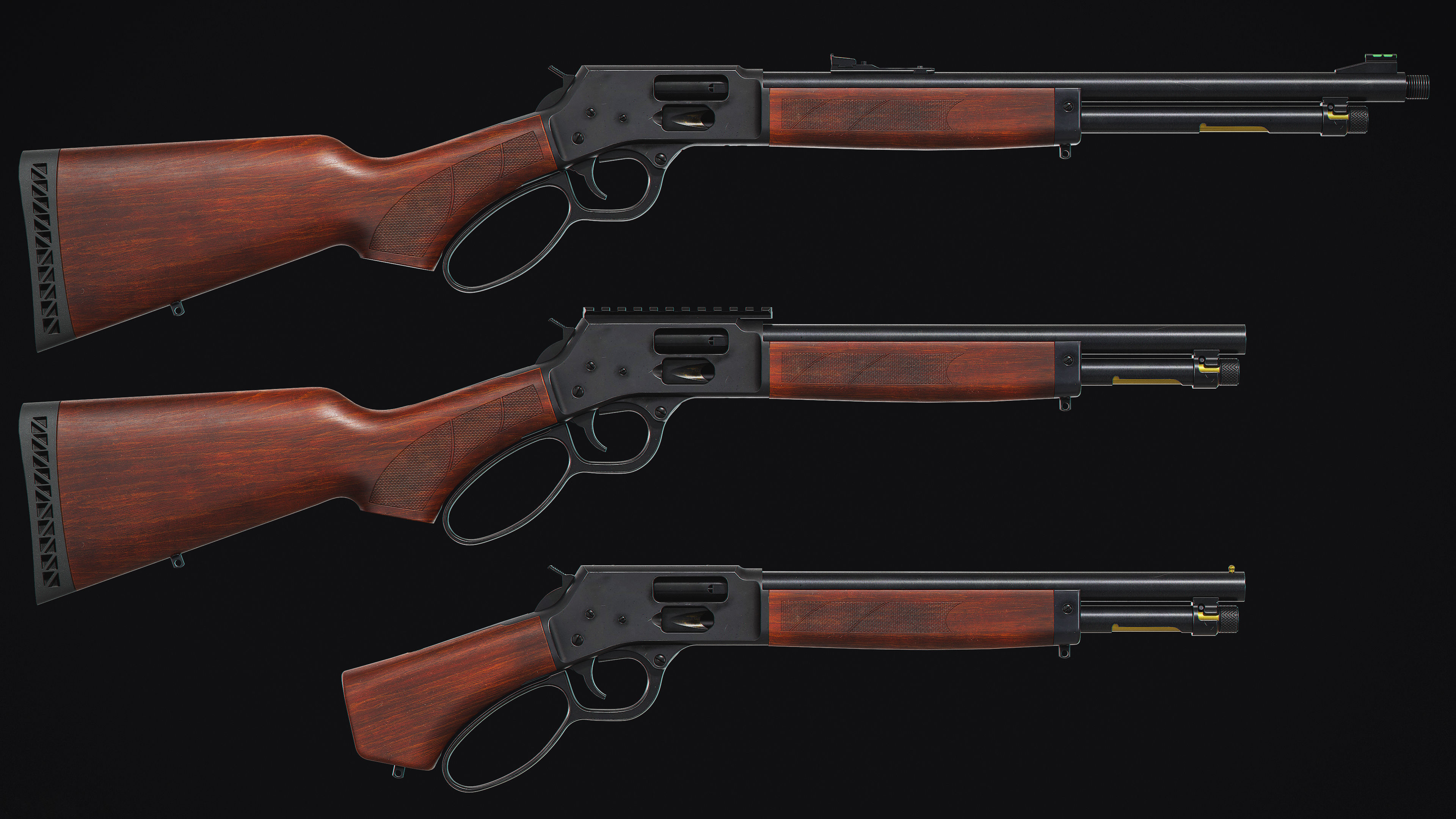 Model X lever action rifle Low-poly 3D model_3