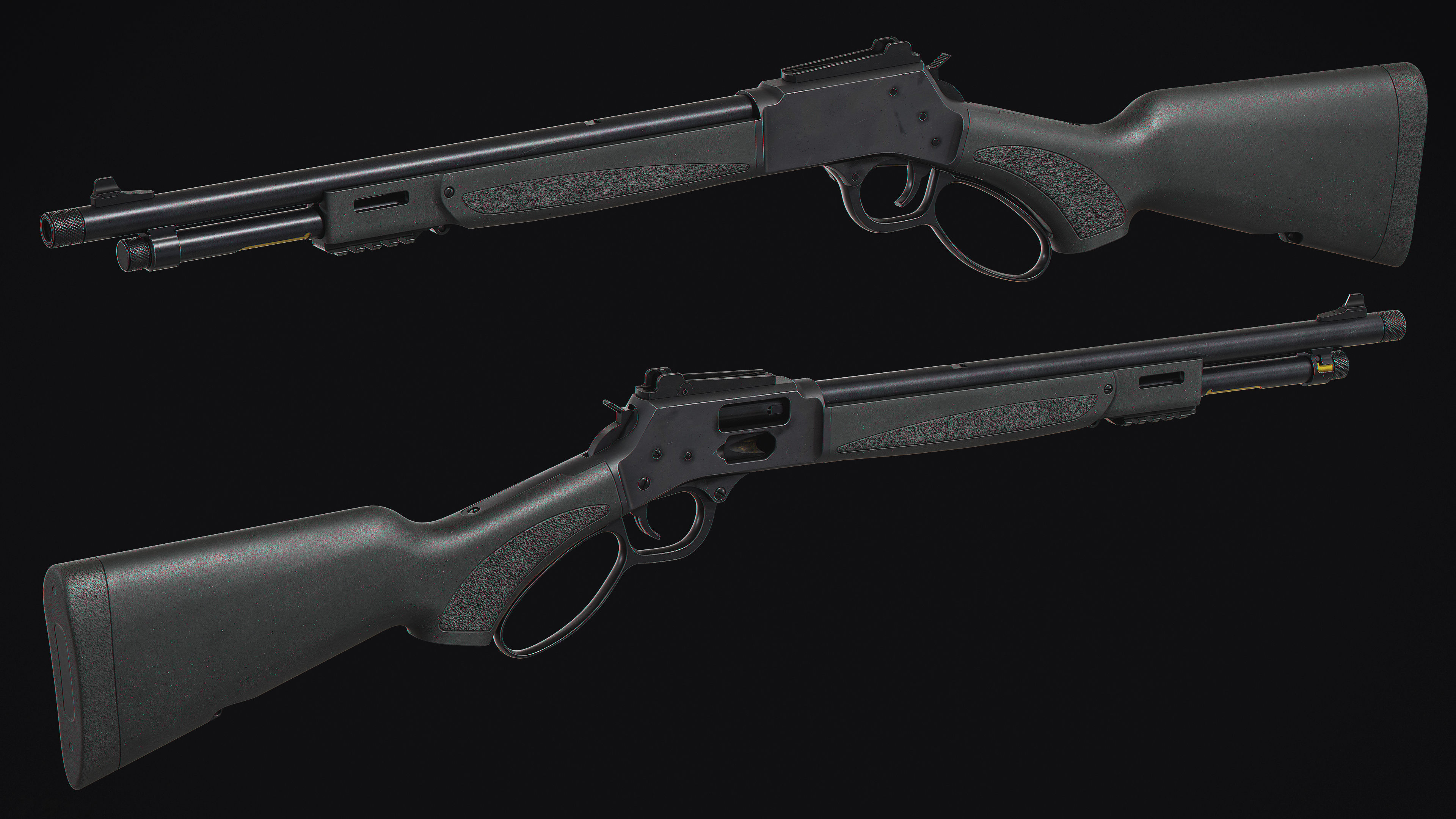 Model X lever action rifle Low-poly 3D model_2