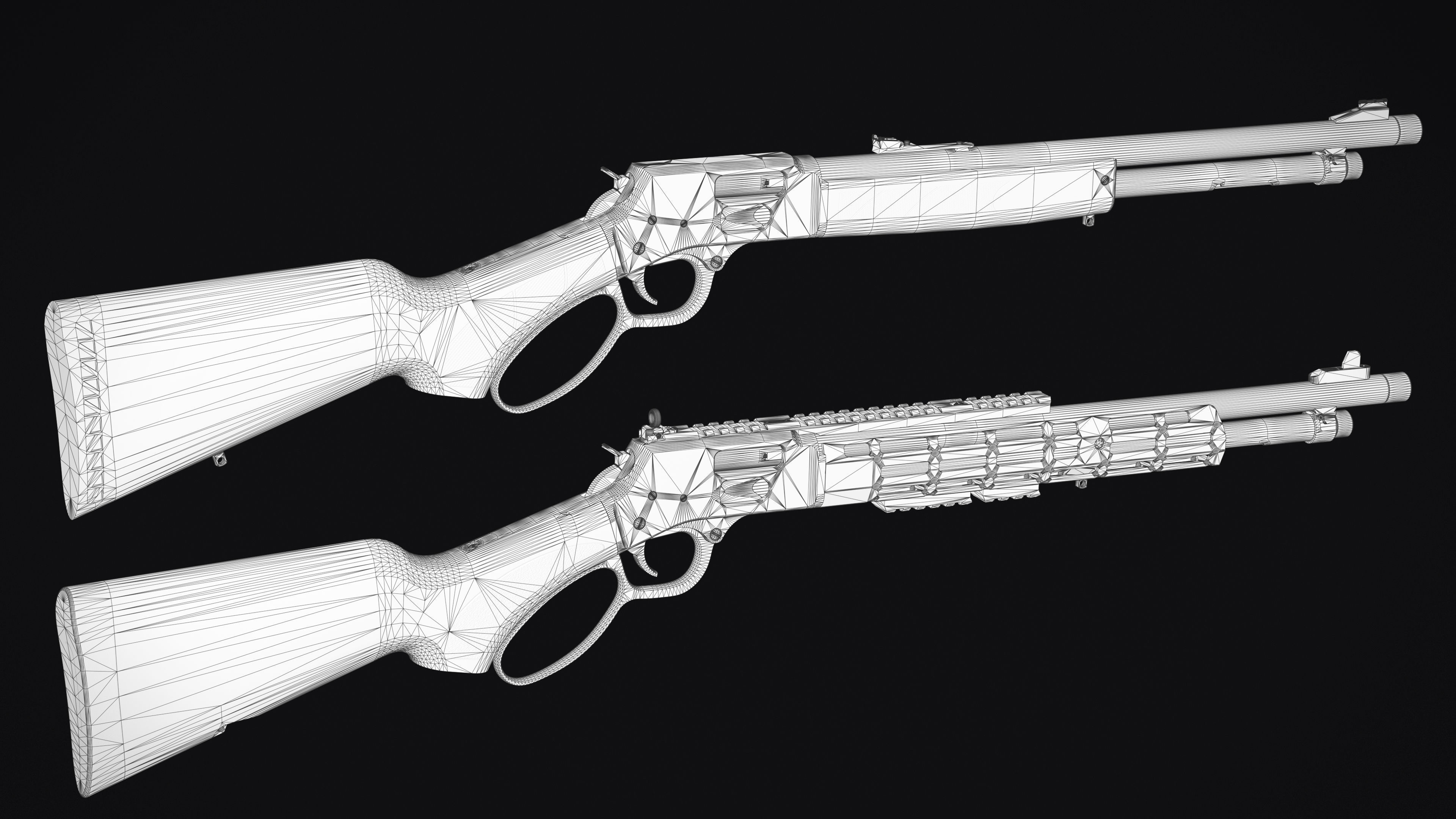 Model X lever action rifle Low-poly 3D model_8