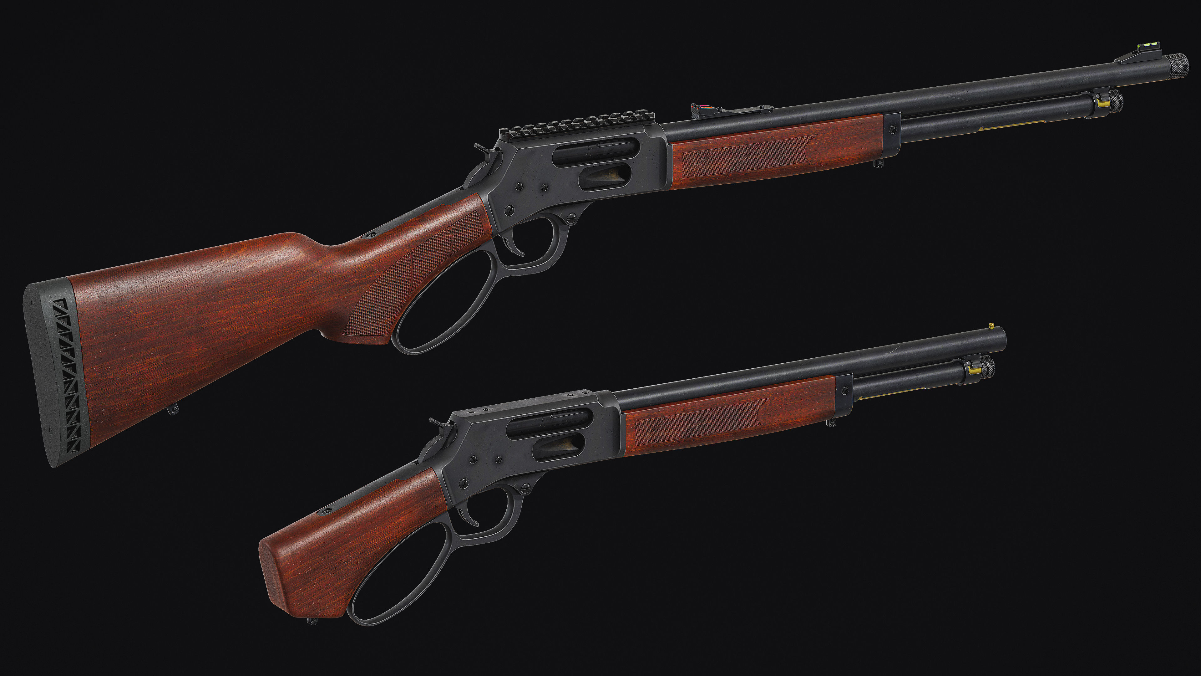 Model X lever action rifle Low-poly 3D model_4