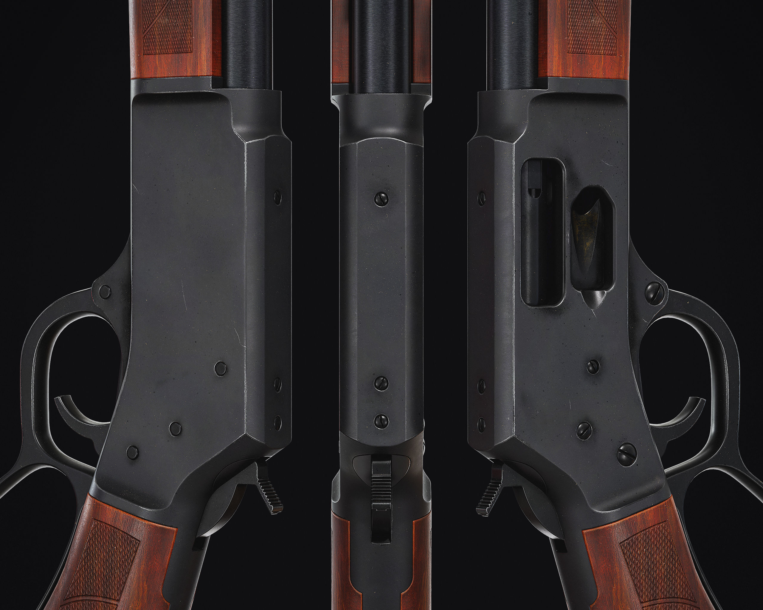 Model X lever action rifle Low-poly 3D model_7