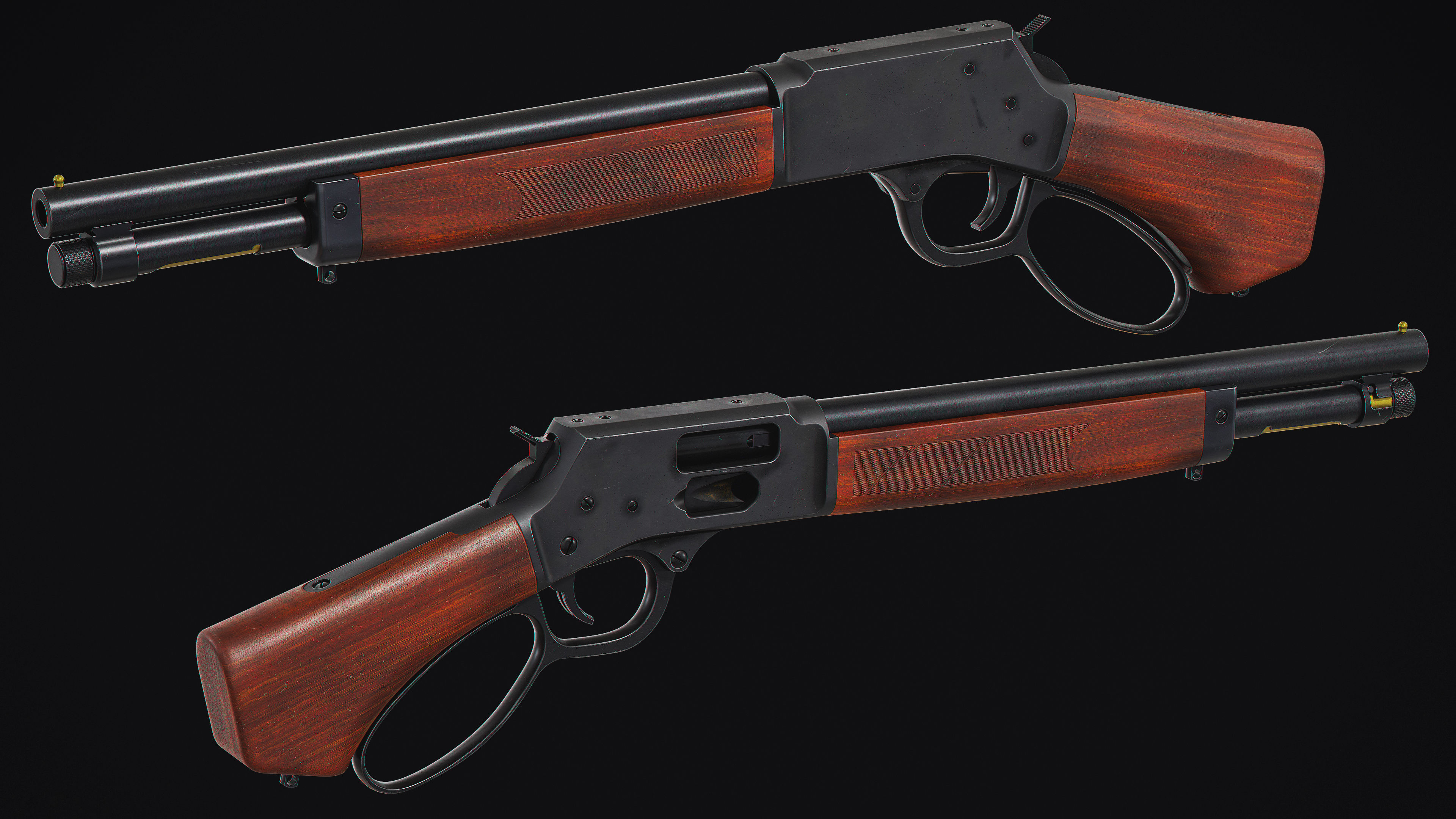 Model X lever action rifle Low-poly 3D model_5