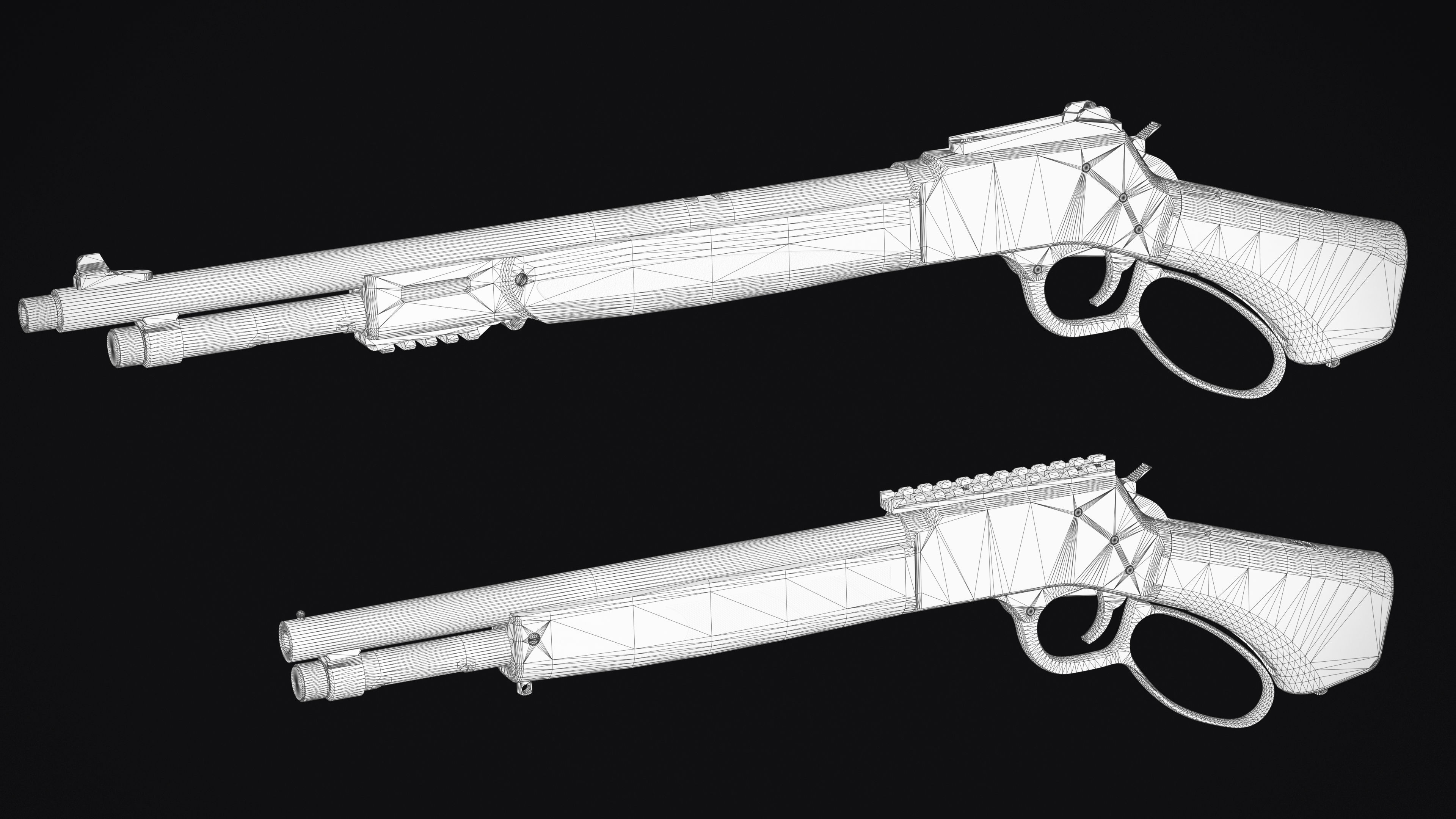 Model X lever action rifle Low-poly 3D model_9