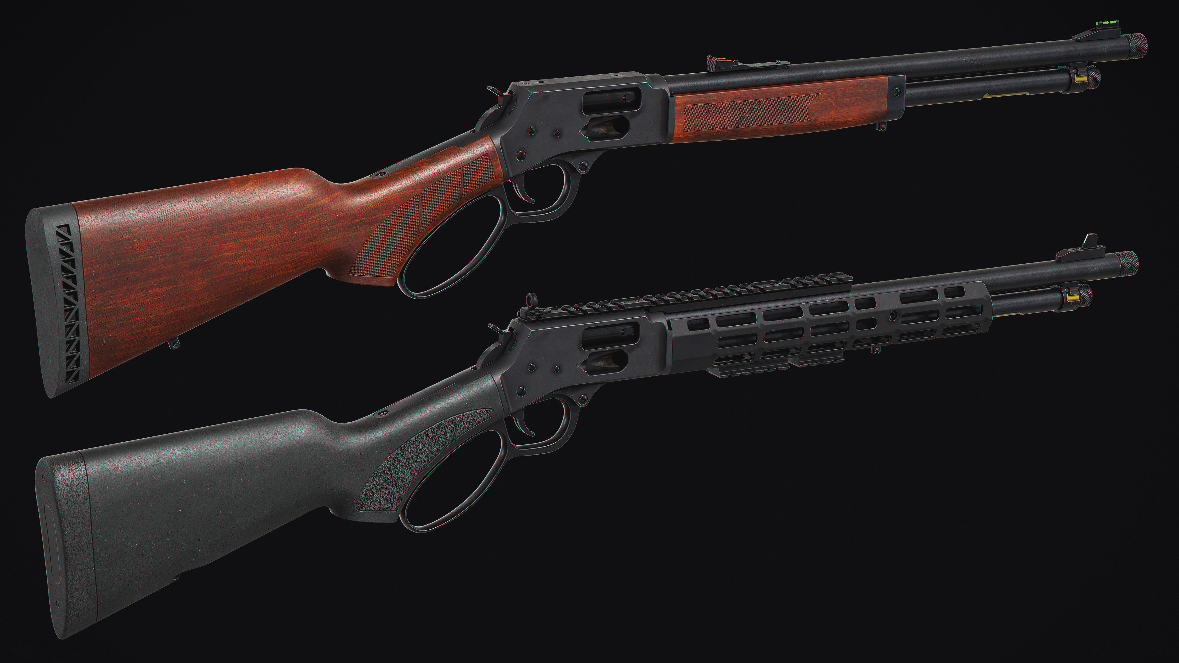 Model X lever action rifle Low-poly 3D model_1