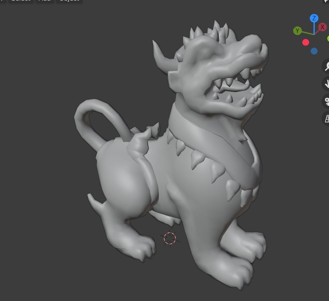 lion statue Low-poly 3D model_4