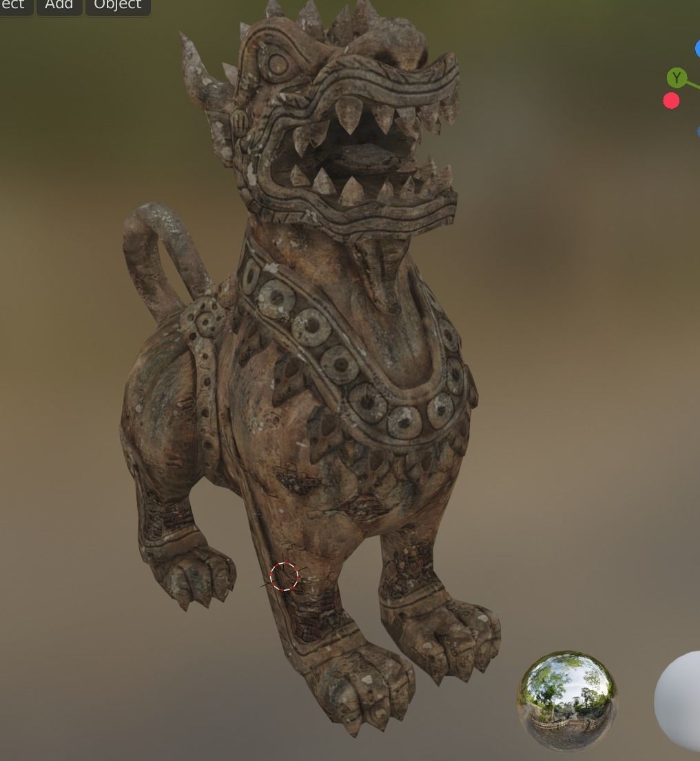 lion statue Low-poly 3D model_1