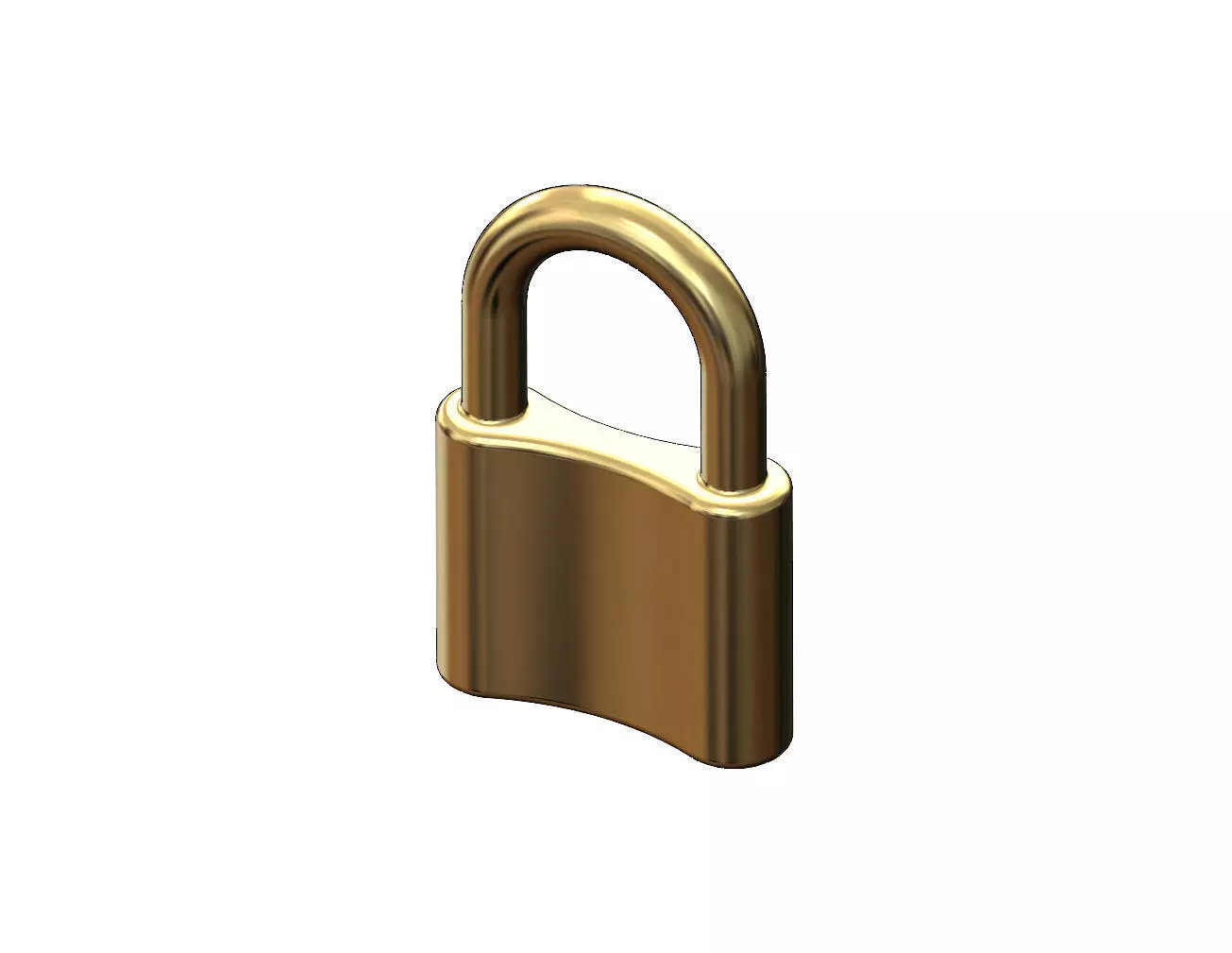 Simple curved padlock pendant and charm 3D print model_0