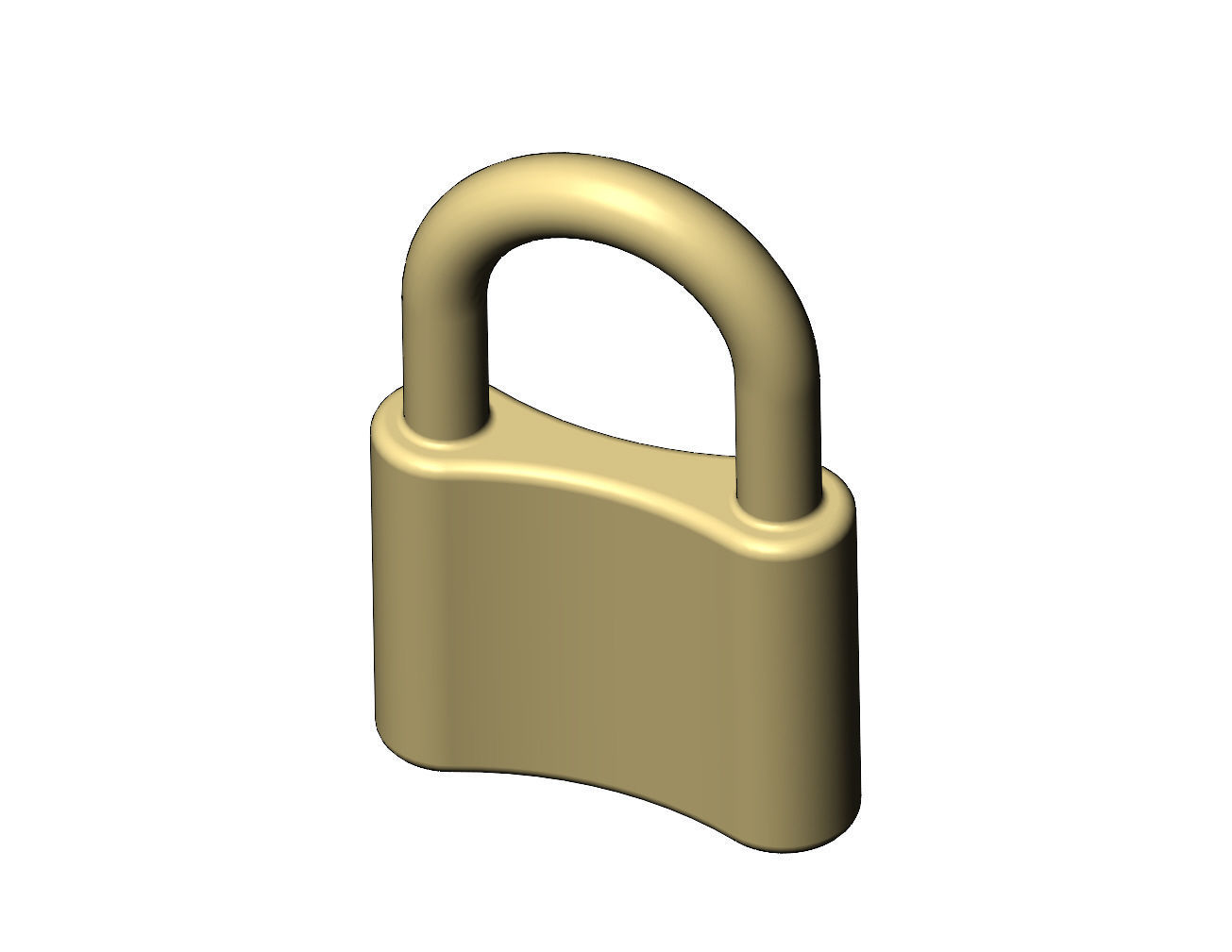 Simple curved padlock pendant and charm 3D print model_4