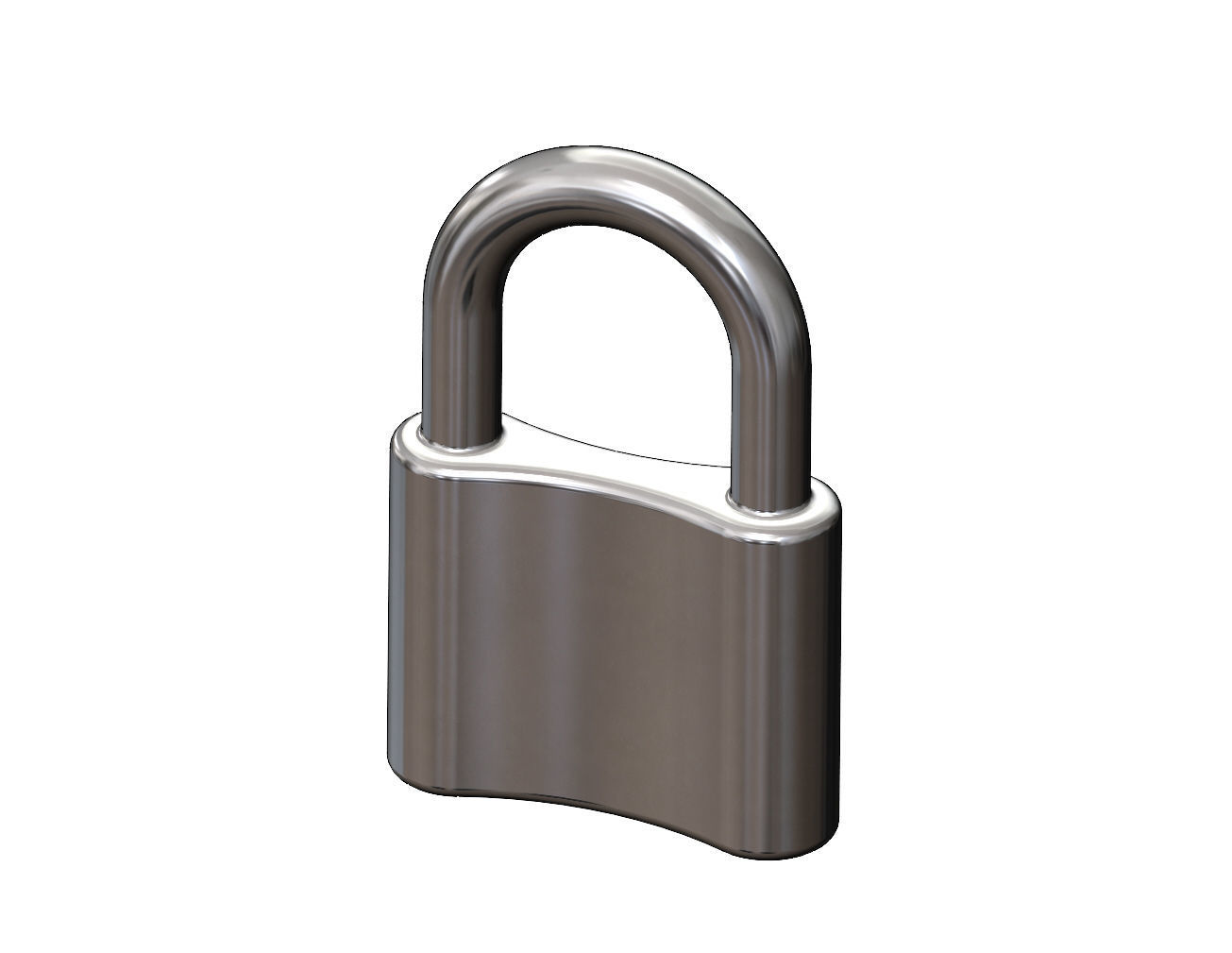 Simple curved padlock pendant and charm 3D print model_9