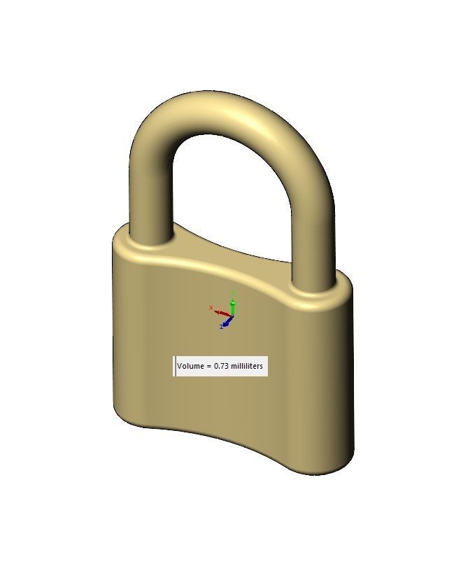 Simple curved padlock pendant and charm 3D print model_15
