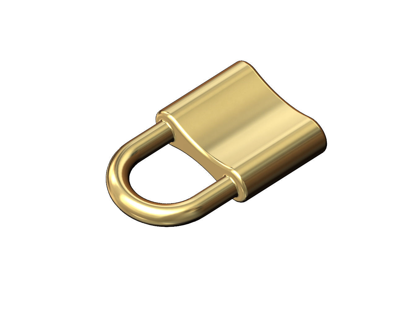 Simple curved padlock pendant and charm 3D print model_3