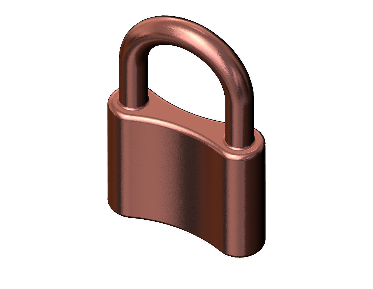 Simple curved padlock pendant and charm 3D print model_10