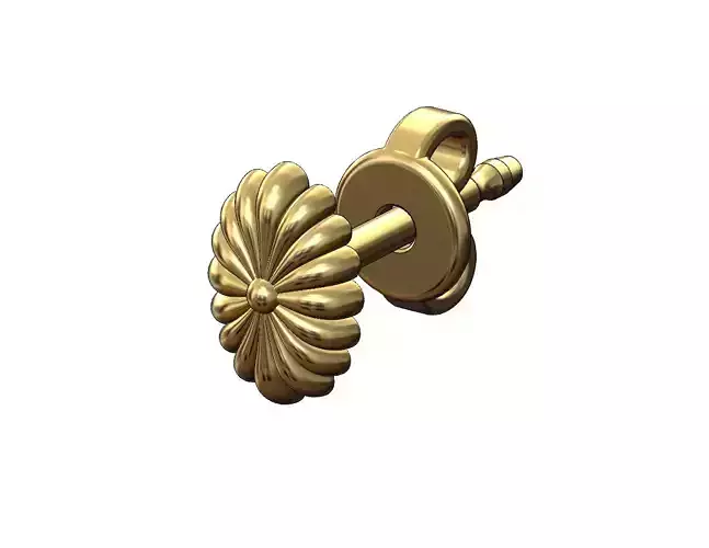 Ribbed rosette art deco stud earring