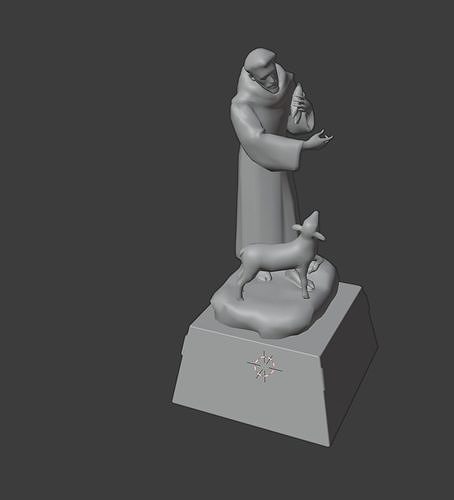 monk lamb statue Low-poly 3D model