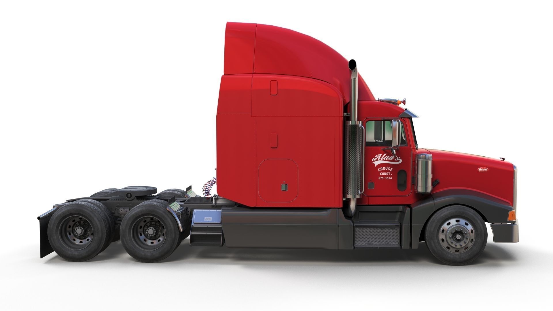 Peterbilt 377 refrigerated trailer Low-poly 3D model_10