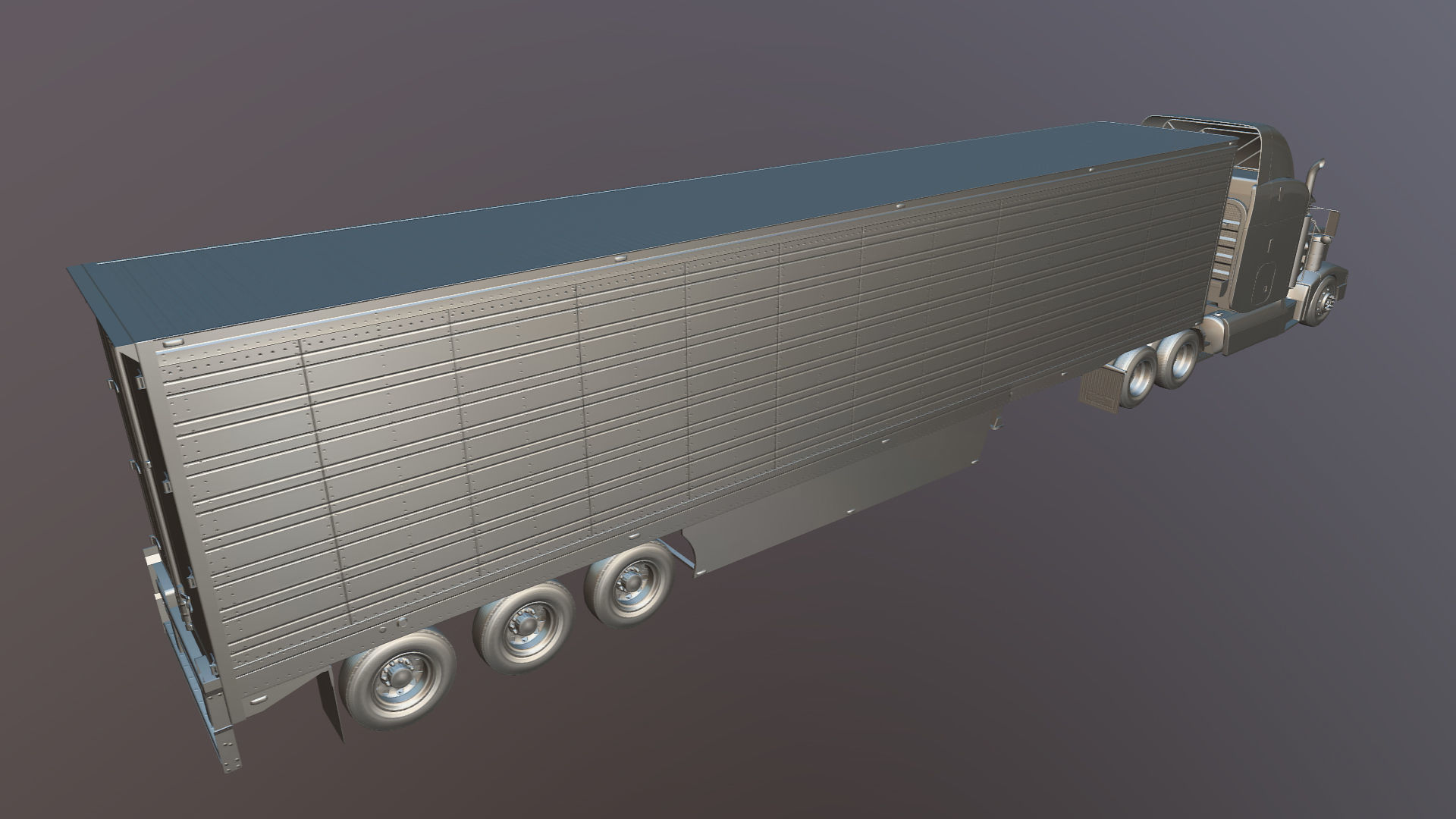 Peterbilt 377 refrigerated trailer Low-poly 3D model_34