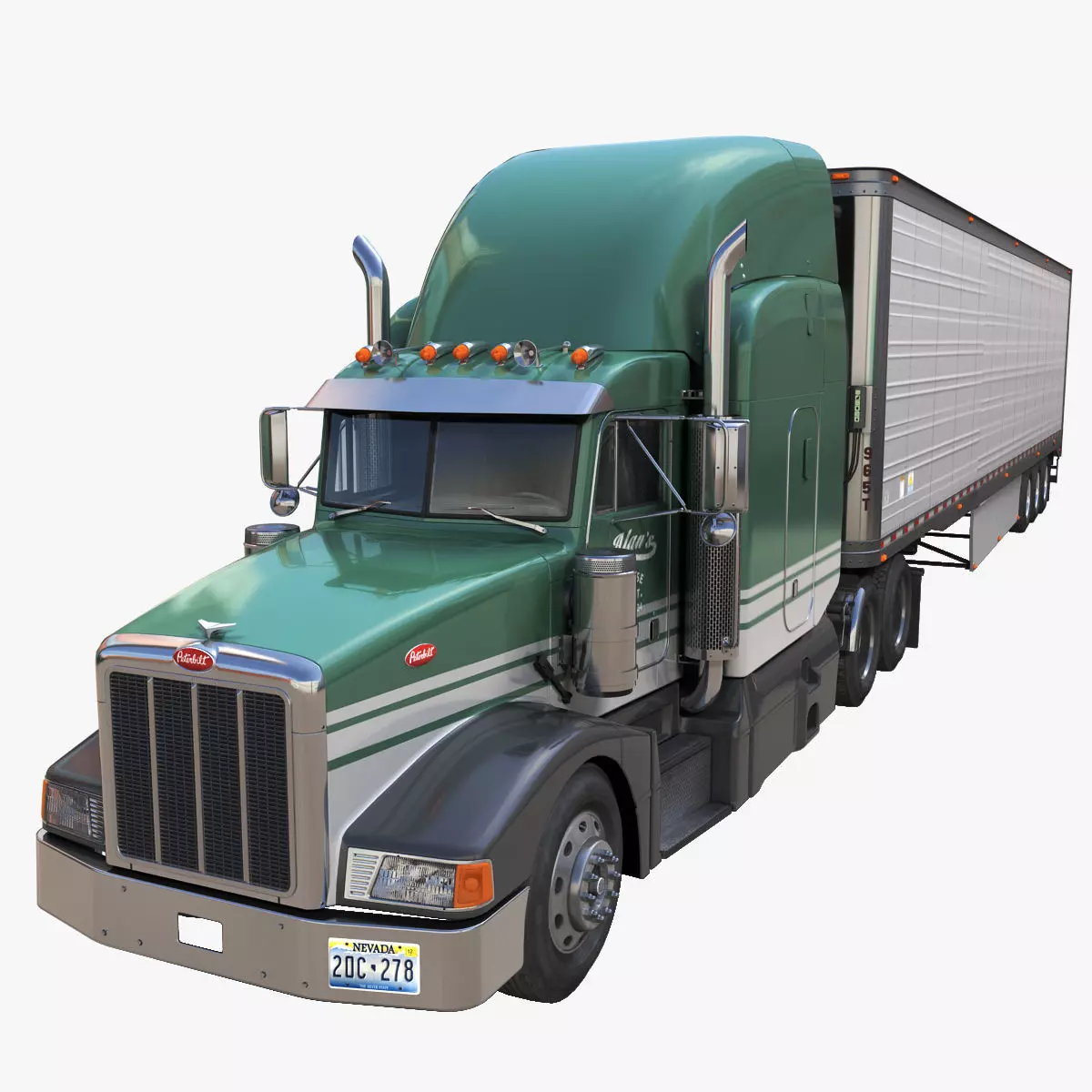 Peterbilt 377 refrigerated trailer Low-poly 3D model_0