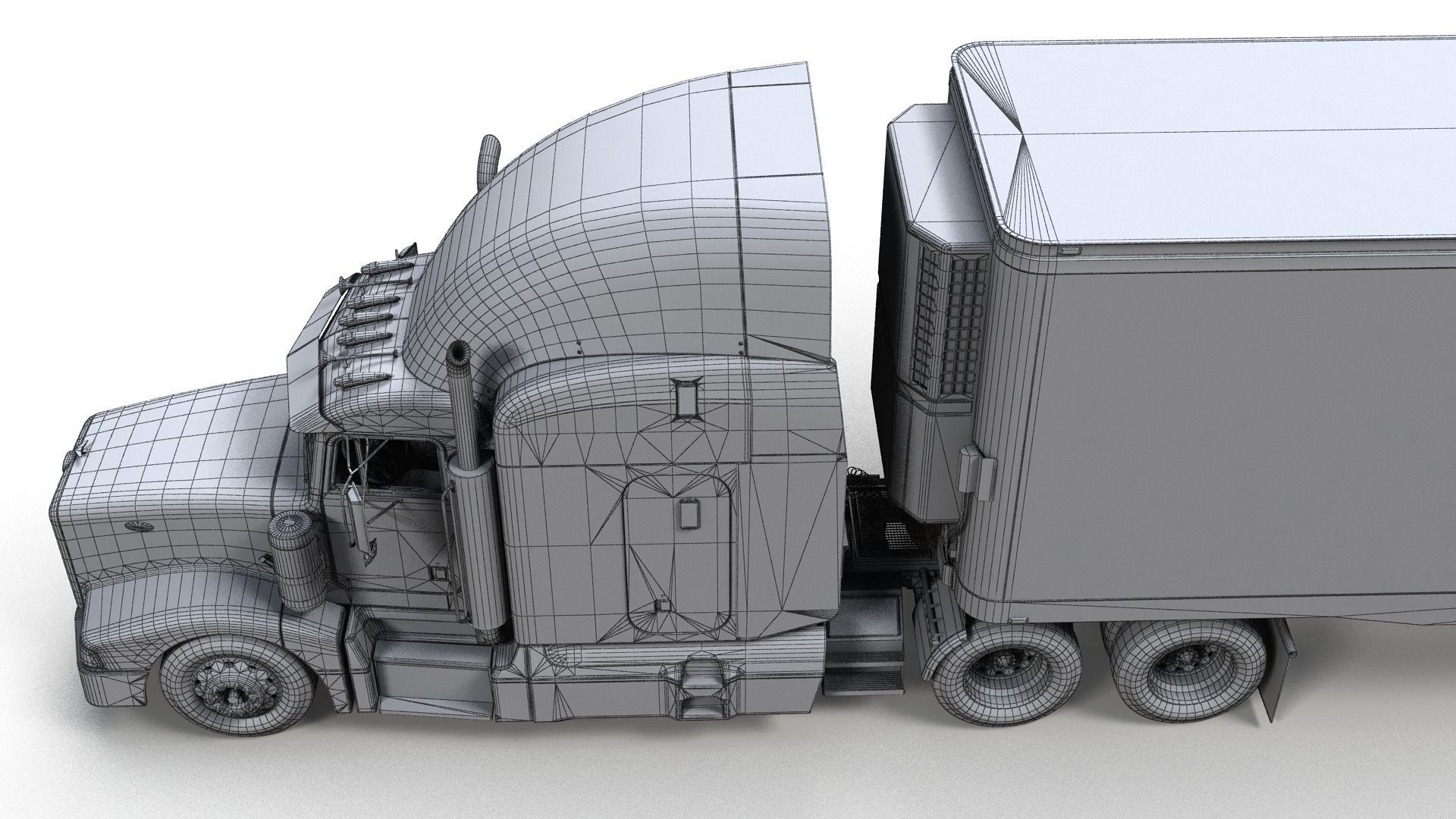 Peterbilt 377 refrigerated trailer Low-poly 3D model_16