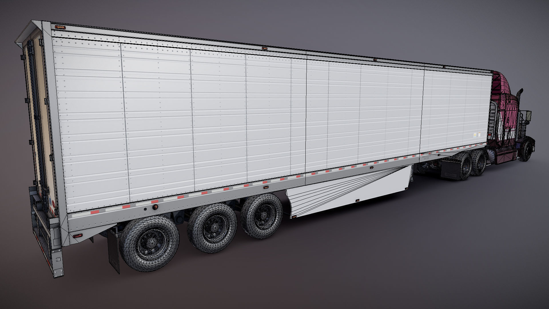 Peterbilt 377 refrigerated trailer Low-poly 3D model_28
