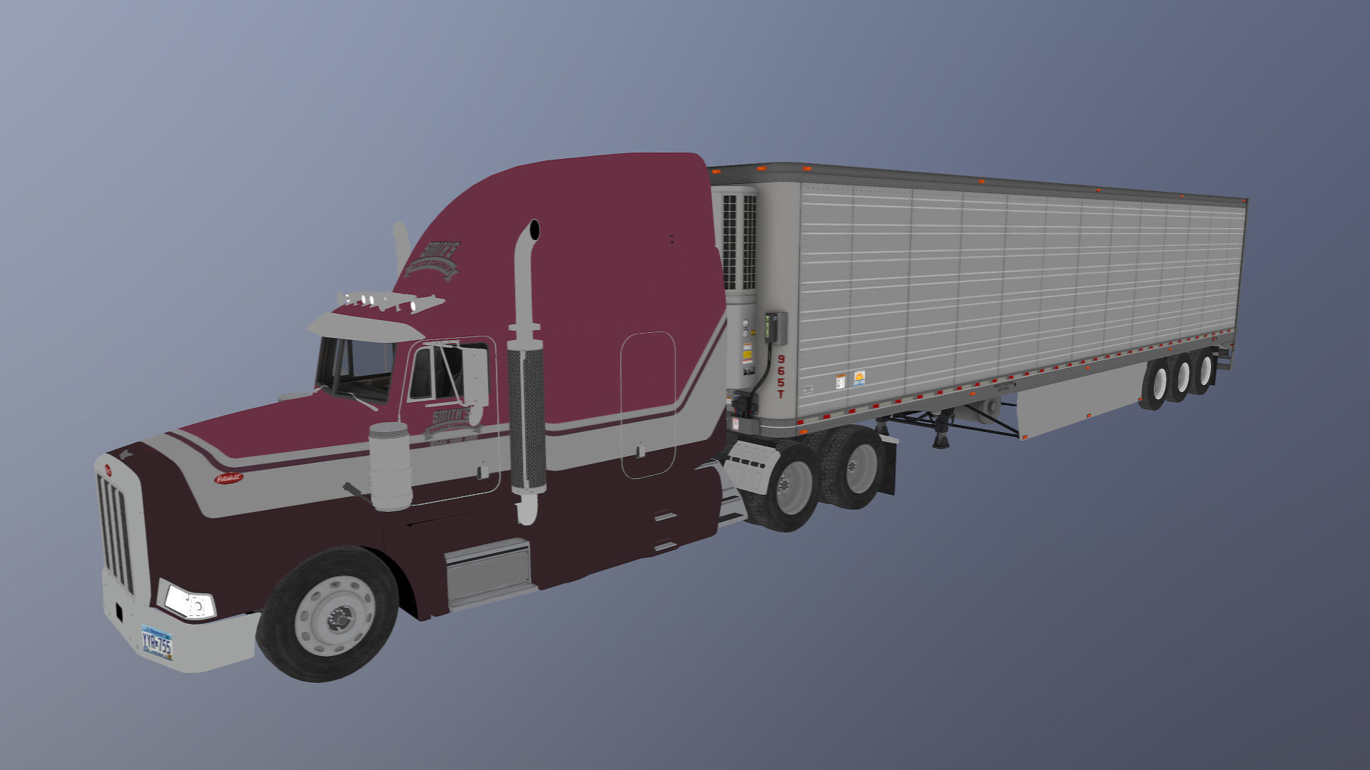 Peterbilt 377 refrigerated trailer Low-poly 3D model_30