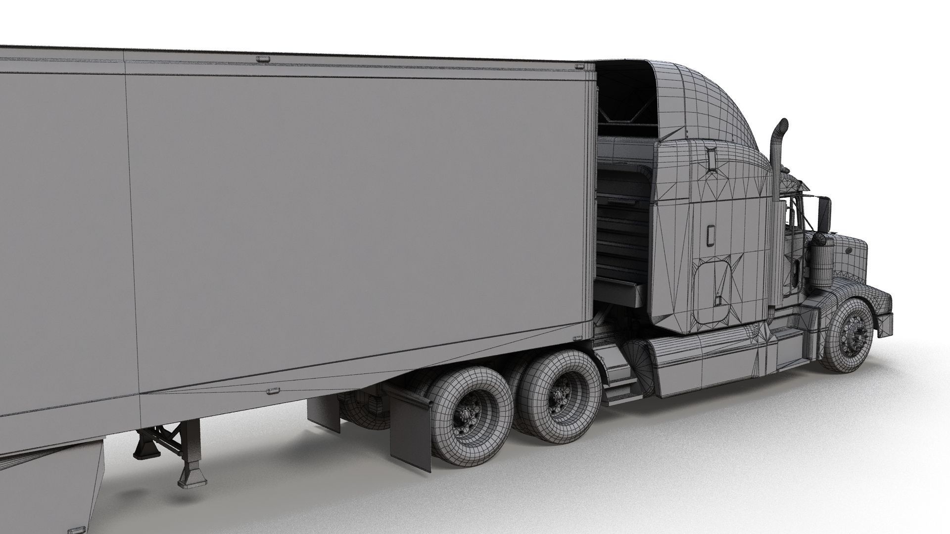 Peterbilt 377 refrigerated trailer Low-poly 3D model_13